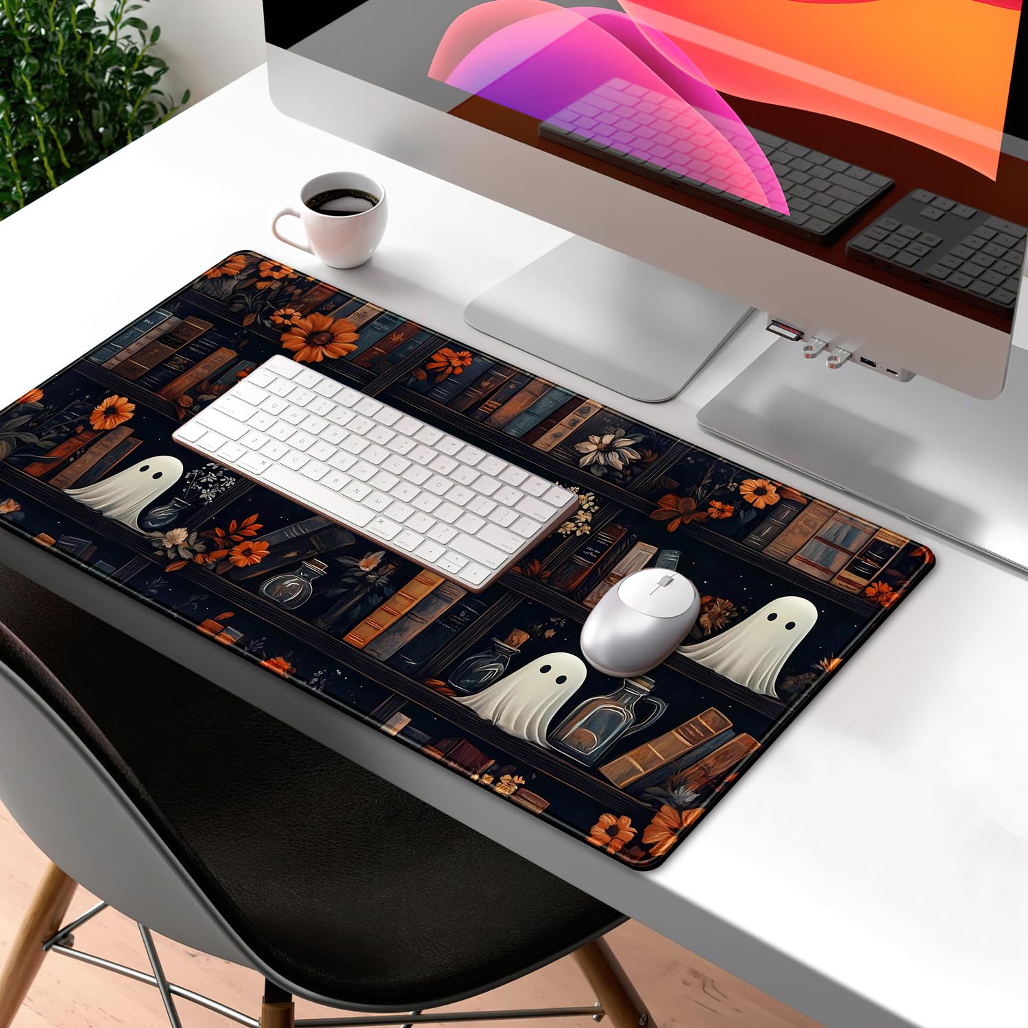 LuckyCow Cute Vintage Gothic Desk Mat Kawaii Dark Academia Desk Pad Medieval Large Flower XXL