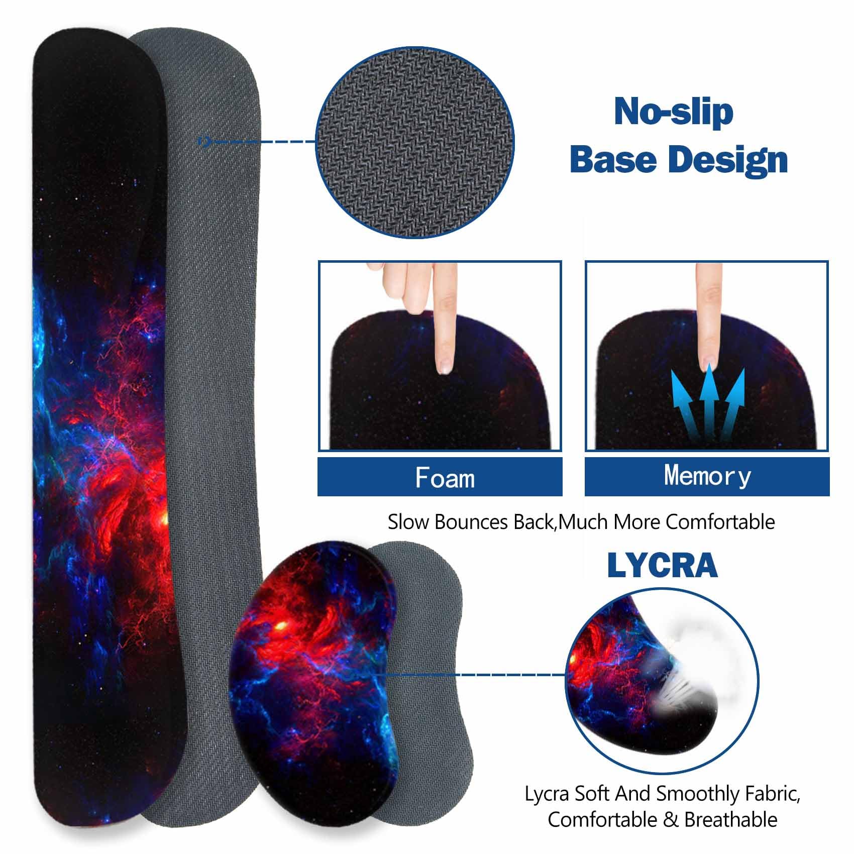 ToLuLu Extended Gaming Mouse Pad, Memory Foam Ergonomic Keyboard Mouse Wrist Rest Support Set