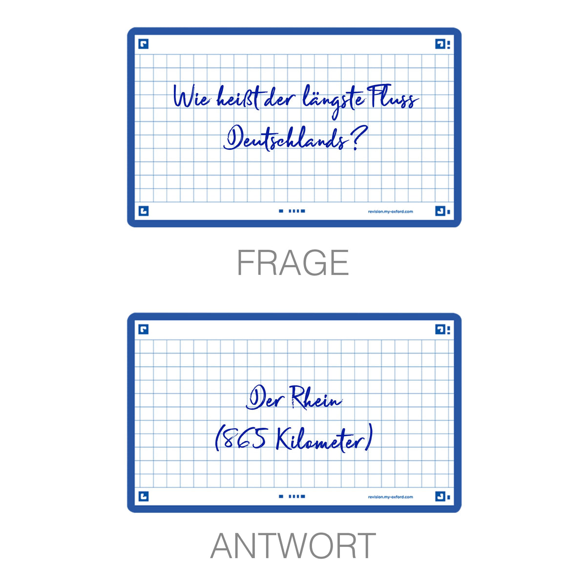 Oxford Flash 2.0-80 Bristol Flash Cards 7.5 x 12.5 cm Small Squares Navy Blue Frame