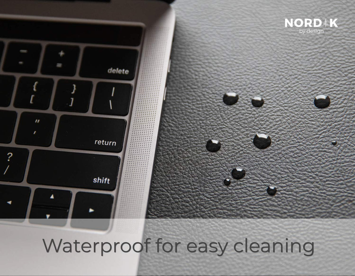 Nordik Leather Desk Mat - Pebble Black - Large Leather Desk Pad 35x17 in