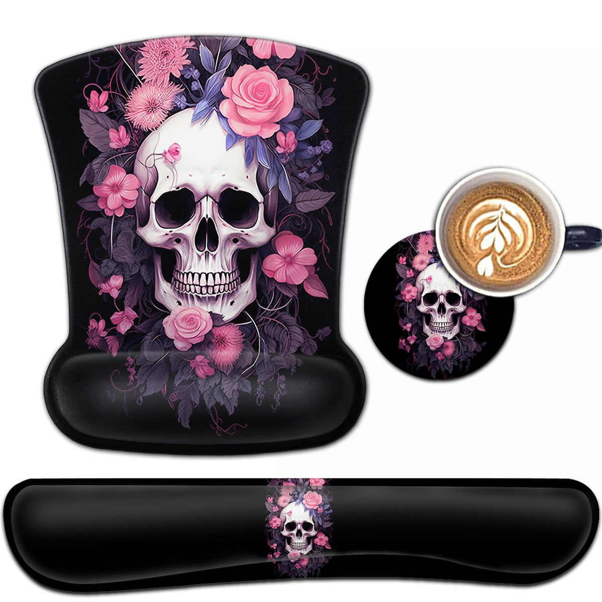 Keyboard Wrist Rest and Mouse Pad Wrist Support Set, Ergonomic Gel Mouse Pad Wrist Rest with