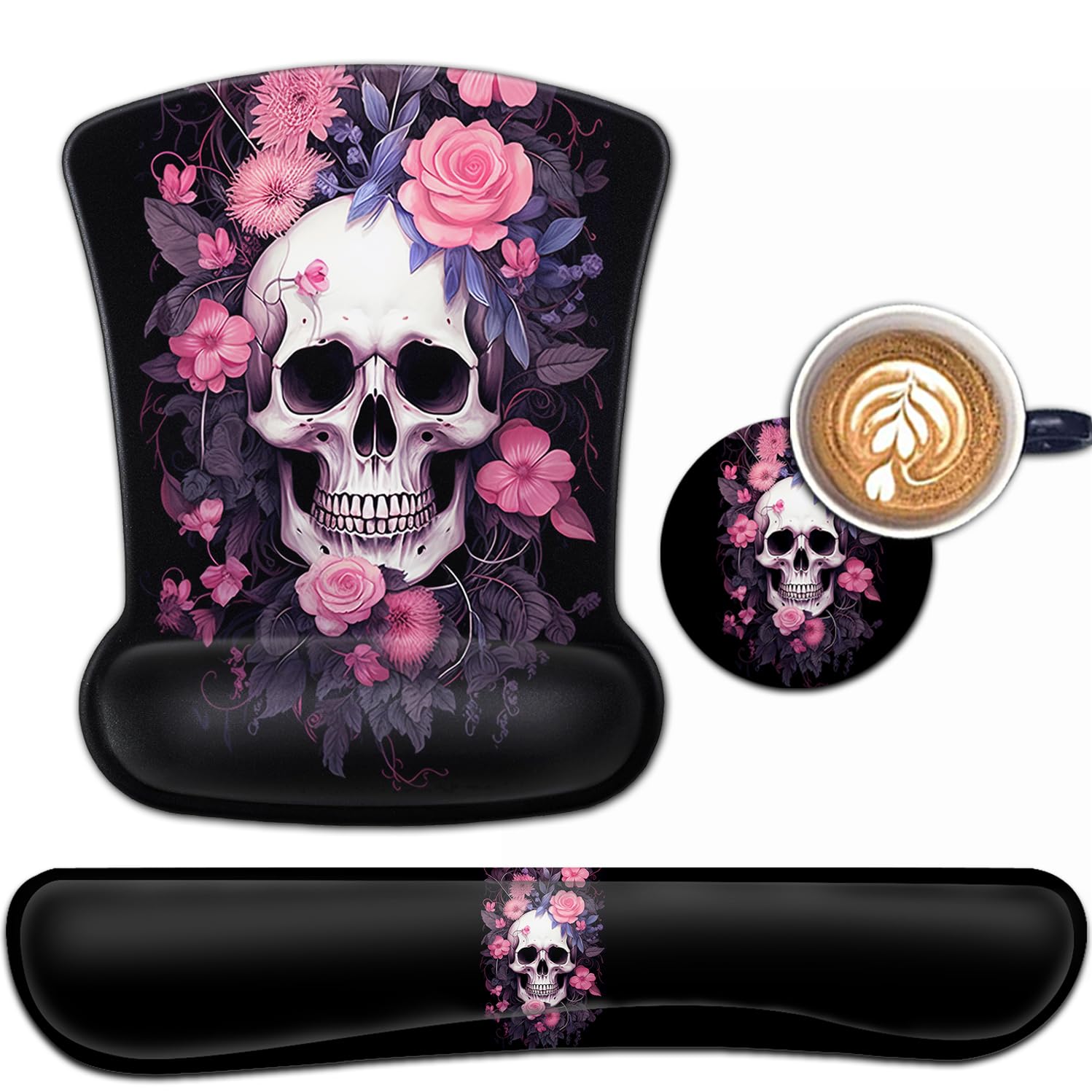Keyboard Wrist Rest and Mouse Pad Wrist Support Set, Ergonomic Gel Mouse Pad Wrist Rest with