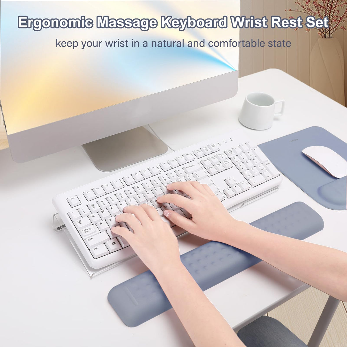 MOSISO Keyboard Stand&Wrist Rest Support for Keyboard &Mouse Pad Set