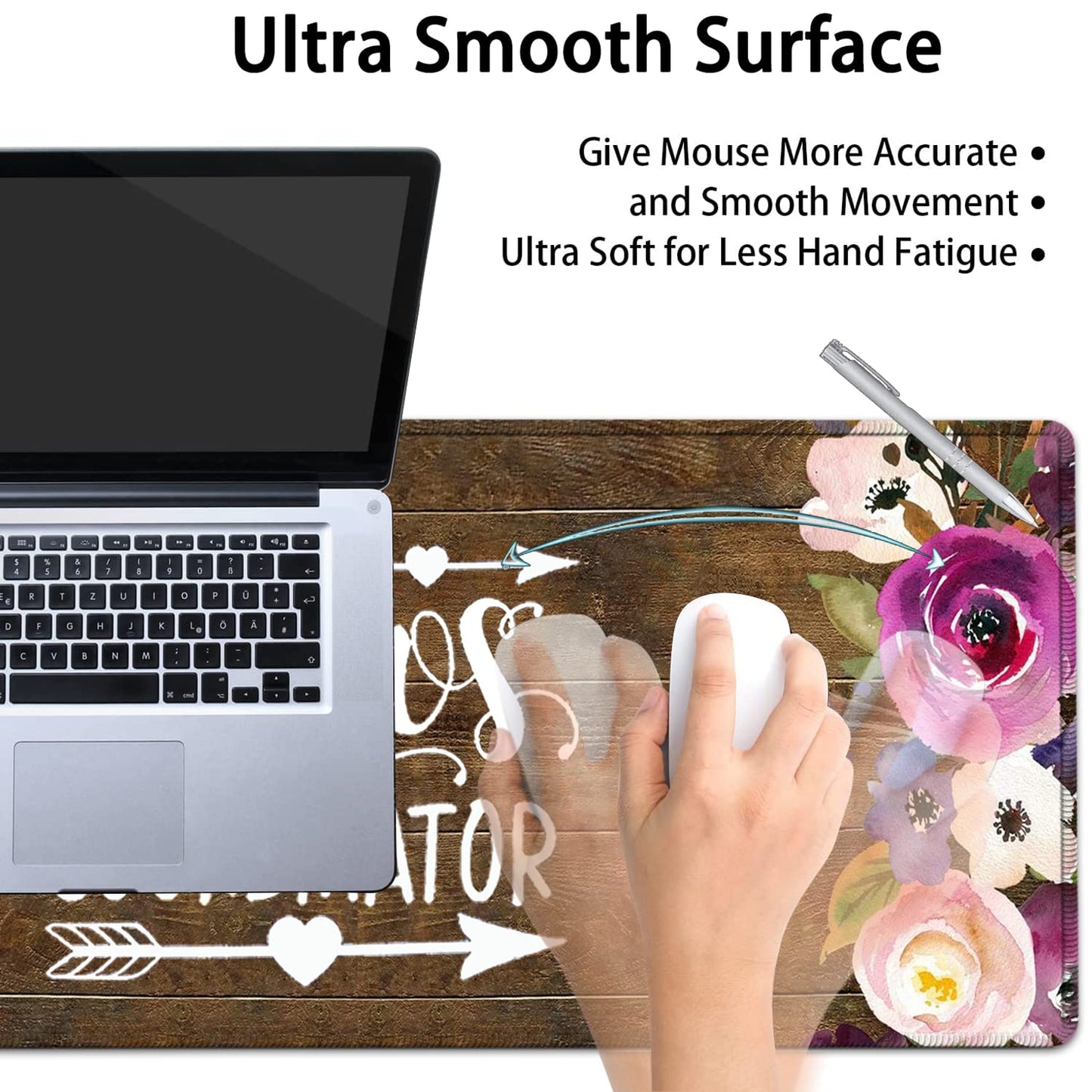 Large Mouse Pad, Extended Office Desk Pad, 31.5x11.8in, Ergonomic Memory Foam Mouse Wrist Rest for