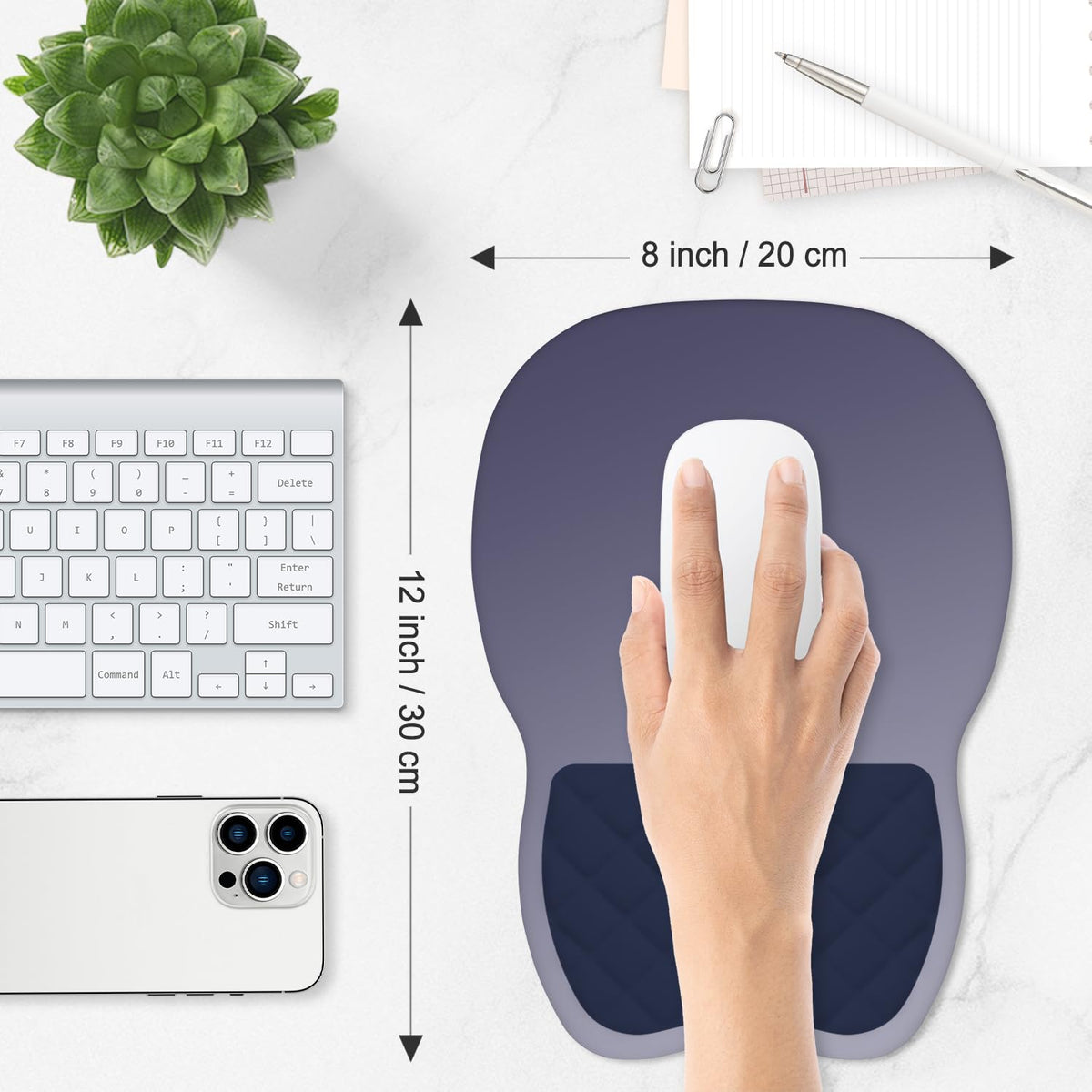 ITNRSIIET Ergonomic Mouse Pad Wrist Support with Memory Foam Massage Bulge & Non-Slip PU Base