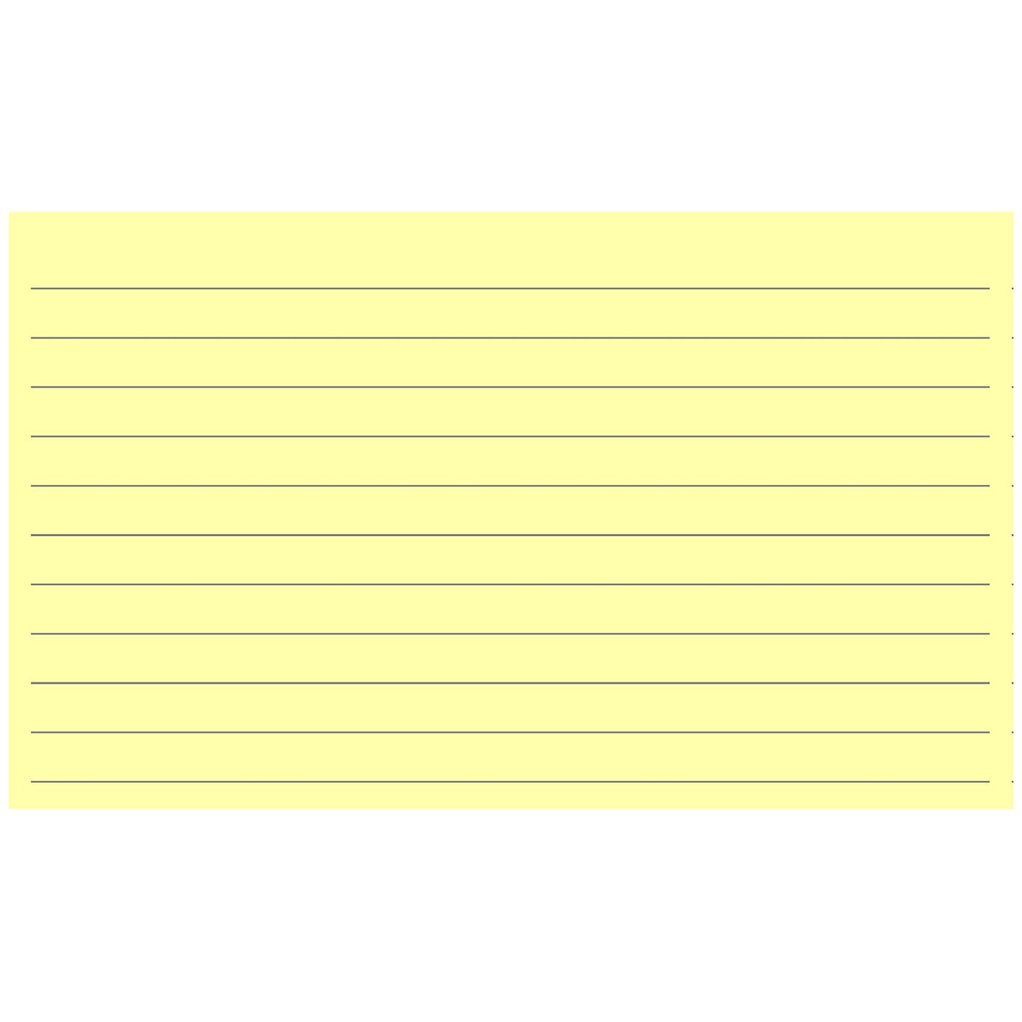 Colonial Cards: 150 Color Cardstock 3" x 5" Index Cards, Light Yellow, Lined Landscape Format