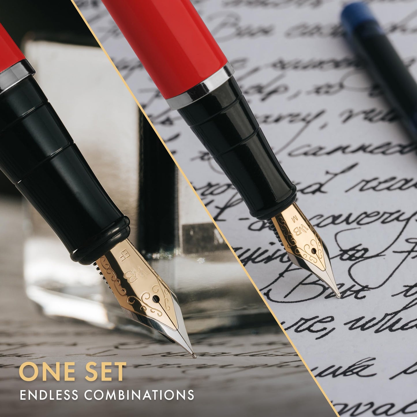 Wordsworth & Black Fountain Pen Gift Set, Medium & Extra Fine Nib, Red