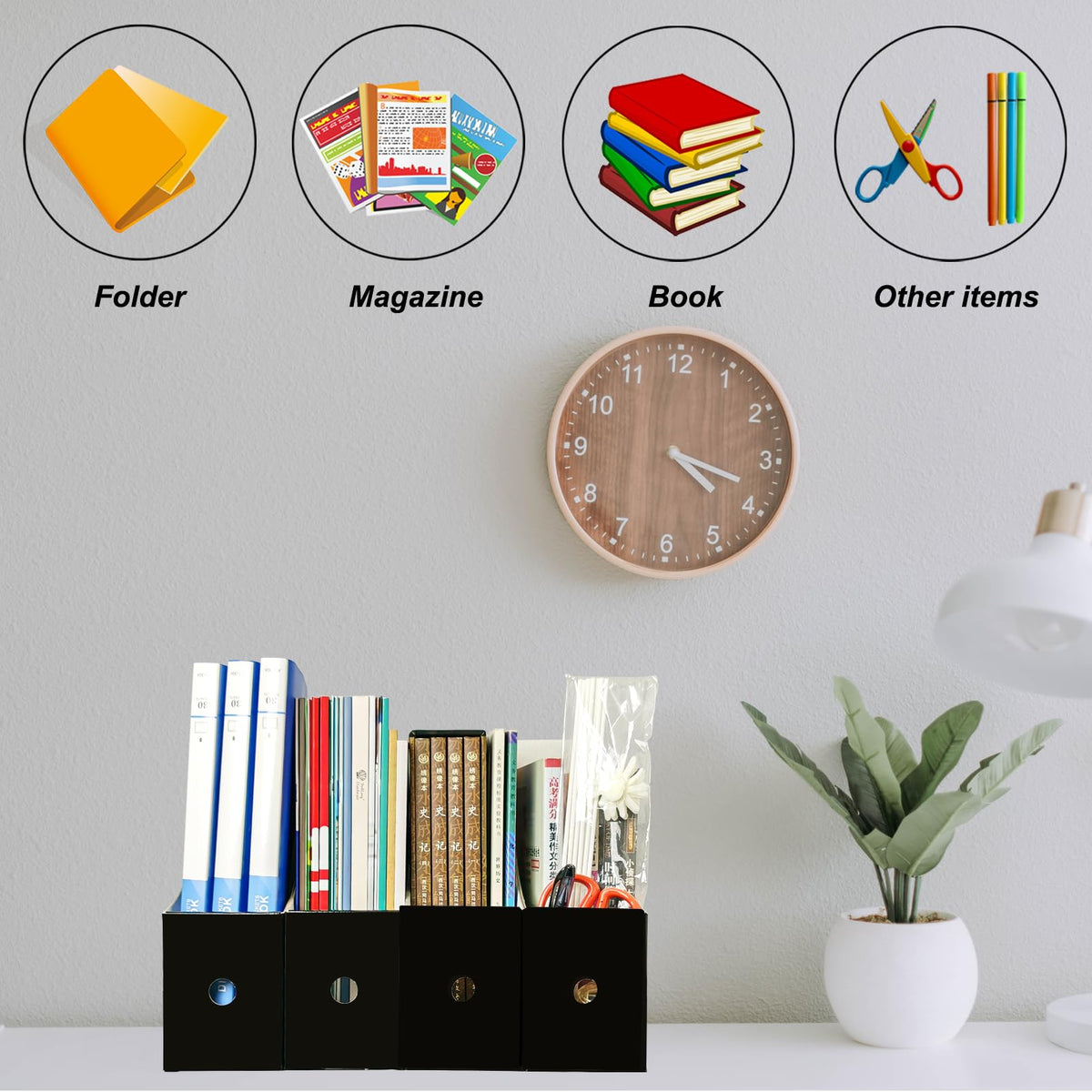 Limitliho 24 Pack Black Cardboard Magazine File Holder for Desk or Shelves