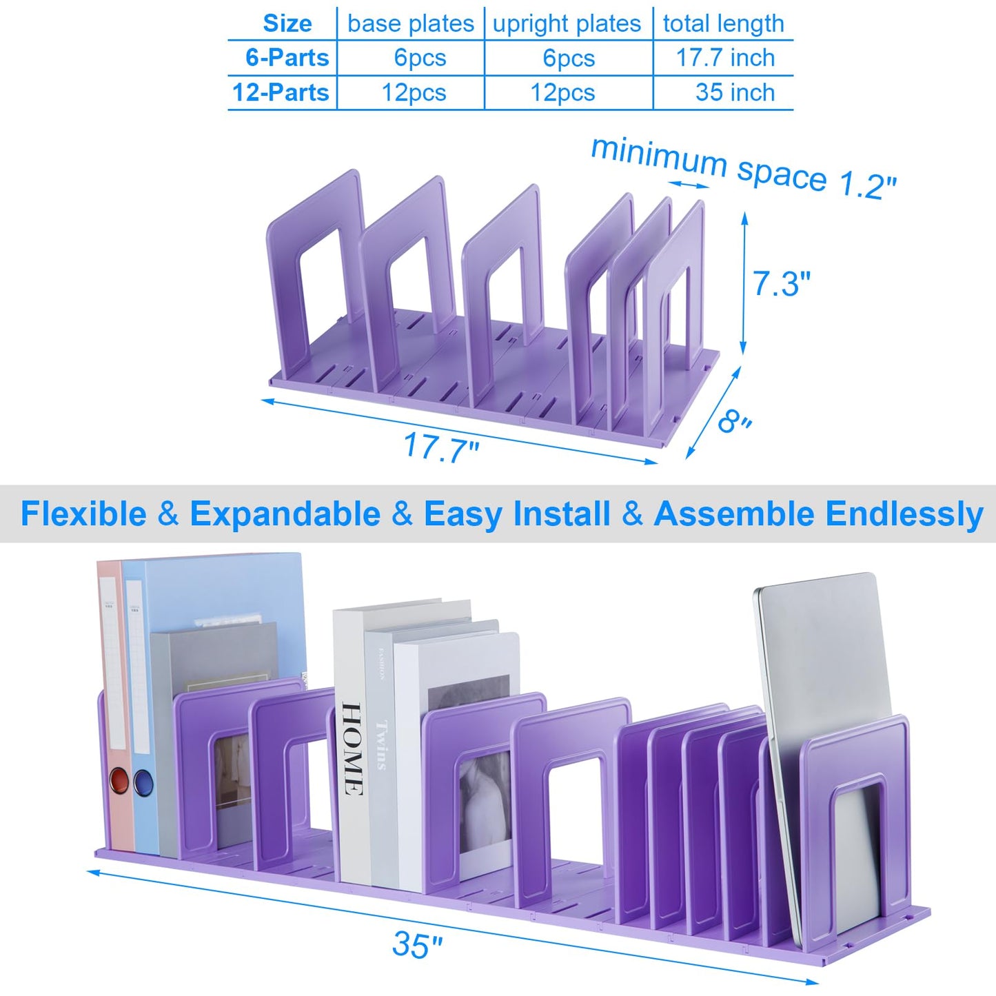 LuluEasy Adjustable Vertical File Sorter Sturdy Plastic Expandable Upright File Holder, Desktop