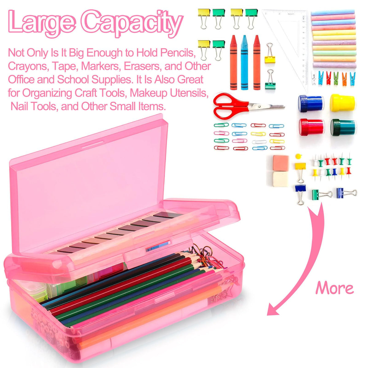 Meiikun Pencil Box, Large Capacity Pencil Boxes 2 Compartments, Hard Pencil Case with Snap-tight