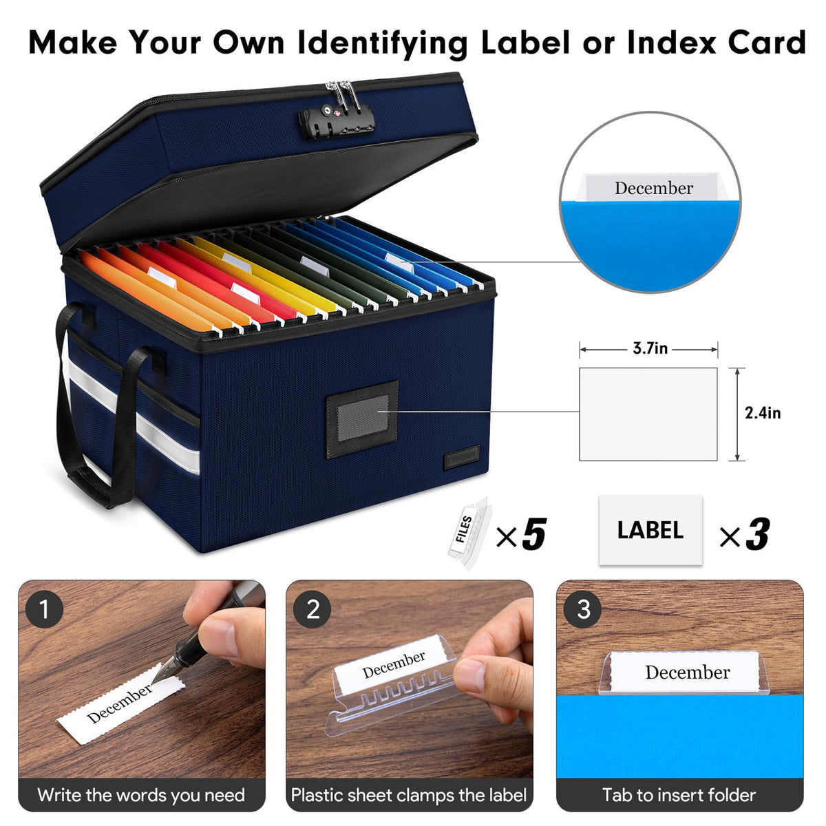 Fireproof File Oganizer with Lock, 2 Layer Fireproof Document Box Storage