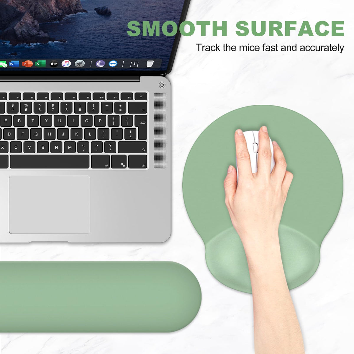 AIMSA Mouse Pad with Wrist Rest Support, Keyboard Wrist Rest Set, Ergonomic Memory Foam Mousepad
