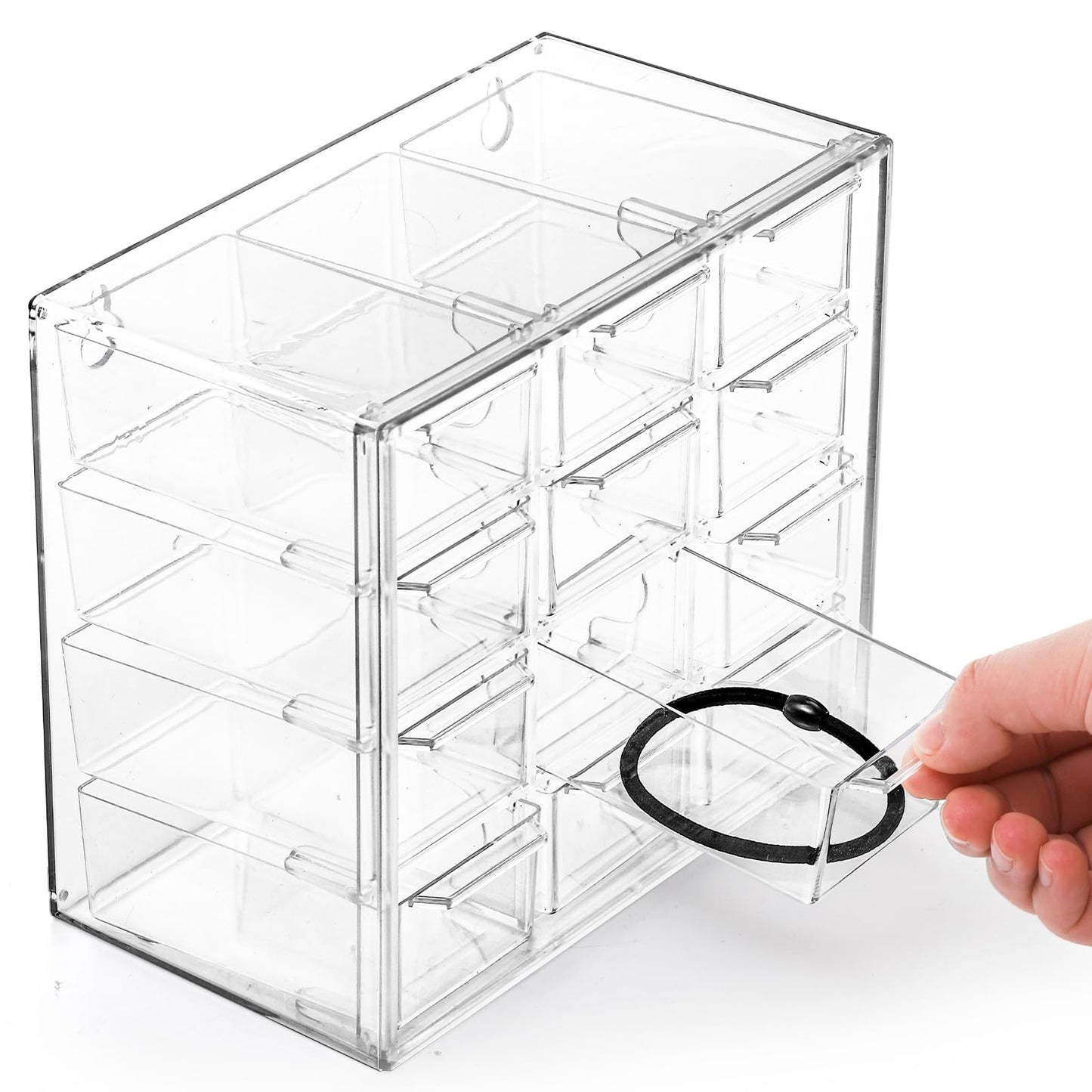 YOUEON 2 Pack Mini Desk Organizer with 12 Removable Drawers, Clear Plastic Desktop Drawer