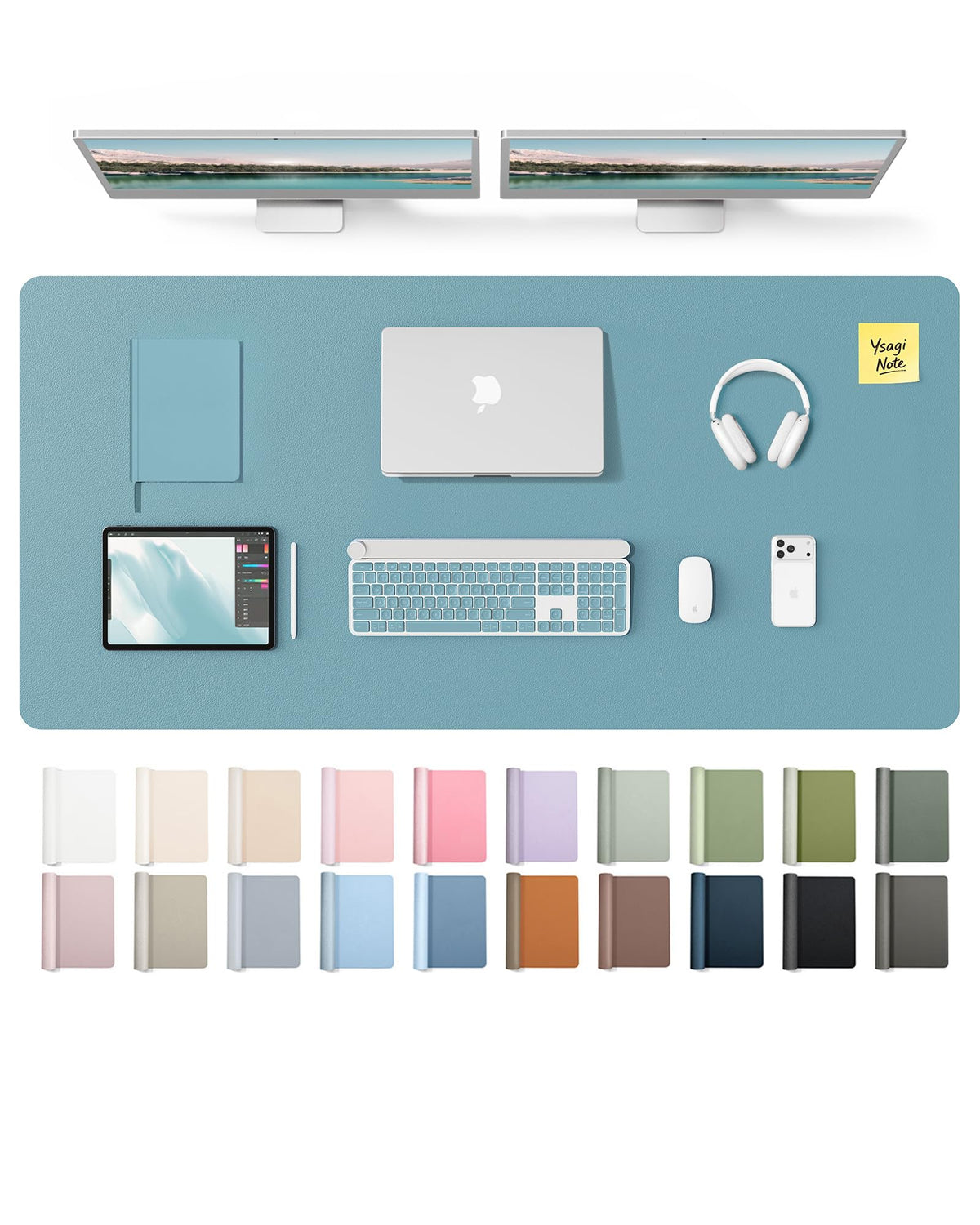 YSAGi Leather Desk Protector, Office Mat, Large Mouse Mat, Non-Slip PU Leather Blotter, Laptop Desk