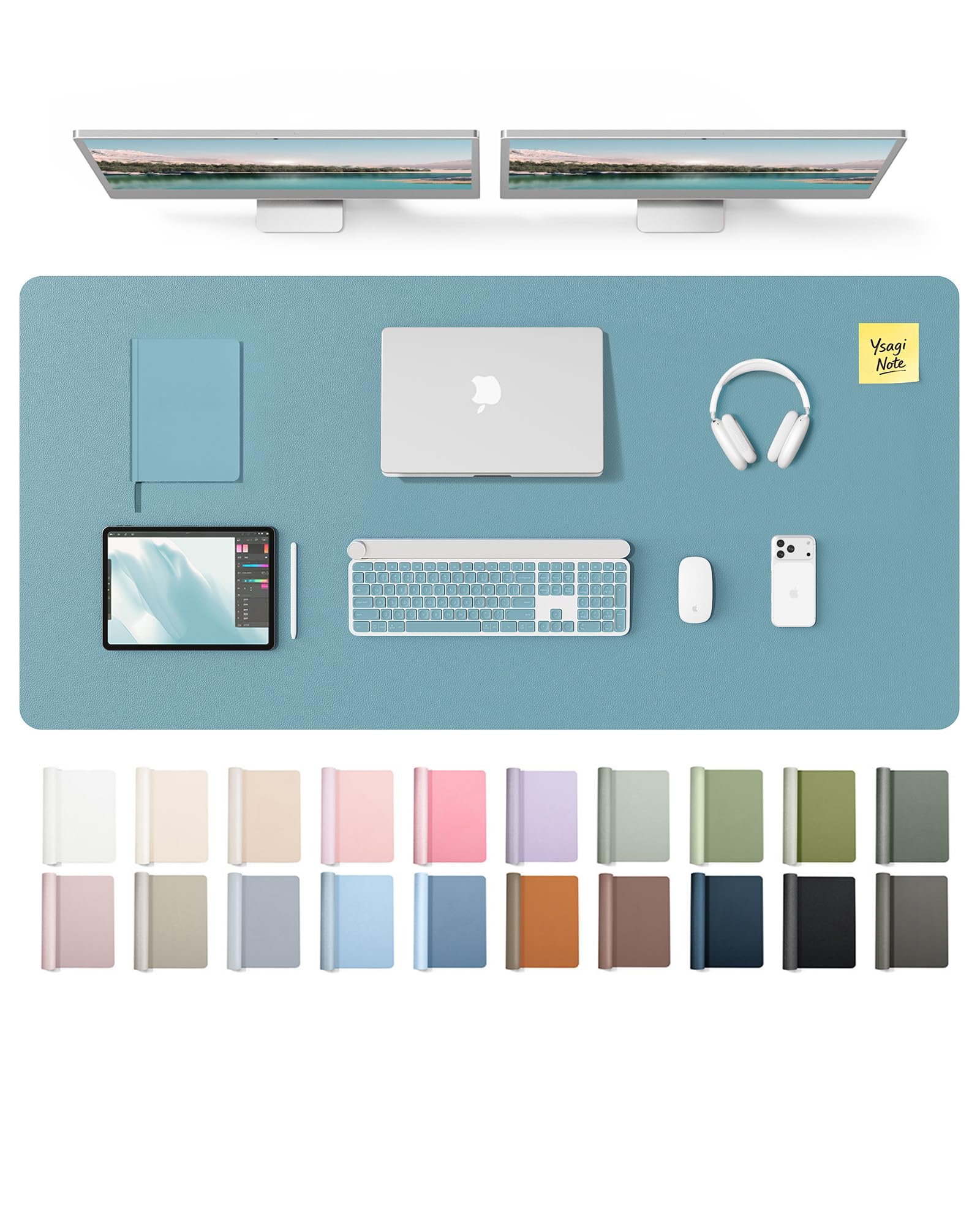 YSAGi Leather Desk Protector, Office Mat, Large Mouse Mat, Non-Slip PU Leather Blotter, Laptop Desk