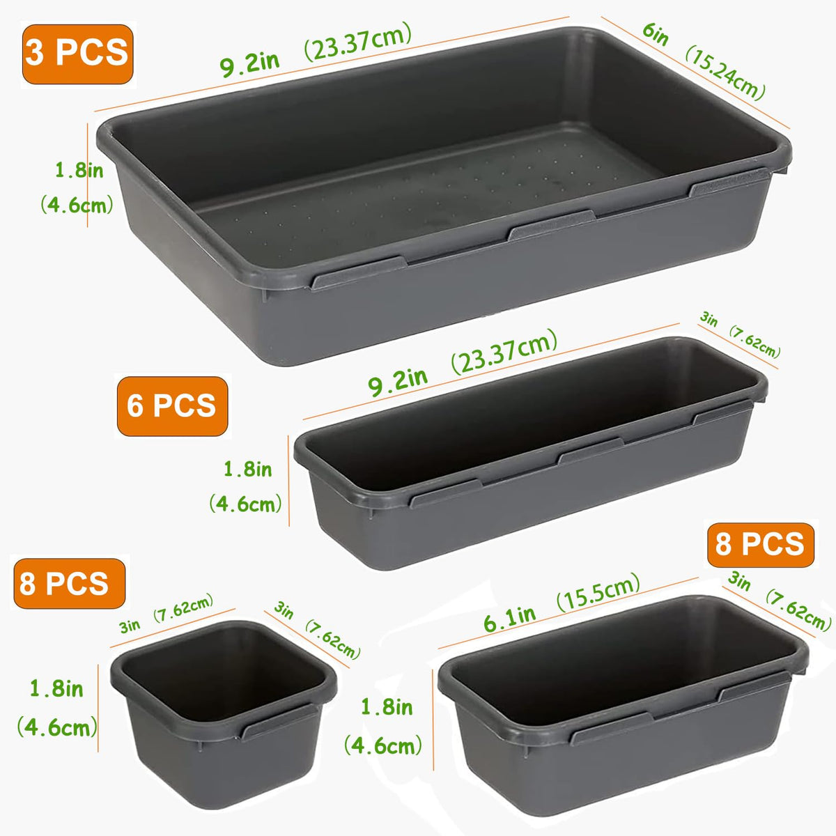 Kutesna 25PCS Interlocking Drawer Organizer, Plastic Desk Organizer Set