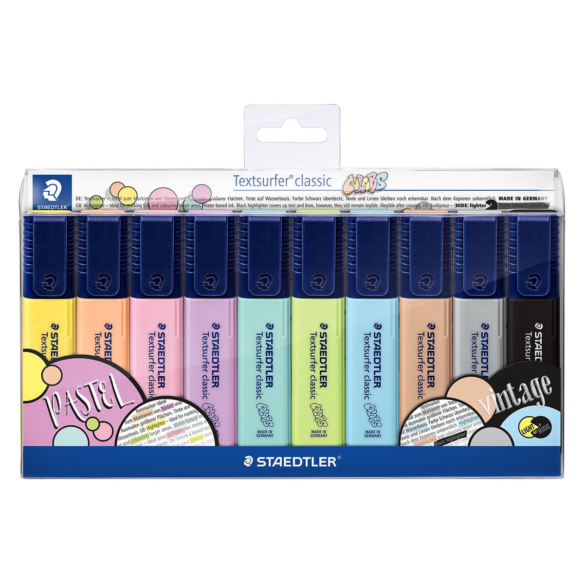 STAEDTLER 364 CWP10 Textsurfer Classic Highlighter - Assorted Vintage & Pastel Colours (Pack of 10)