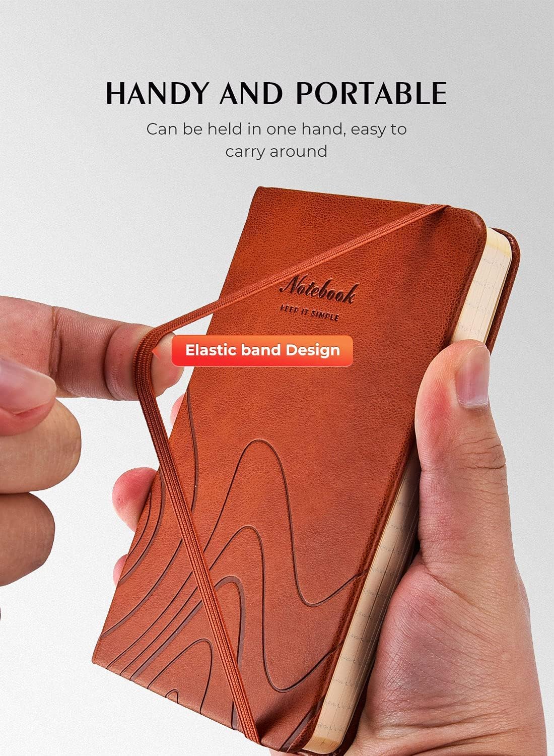 AISBUGUR Pocket Notebook 3.7" x 5.7" Small Notebook 2 Pack, Brown