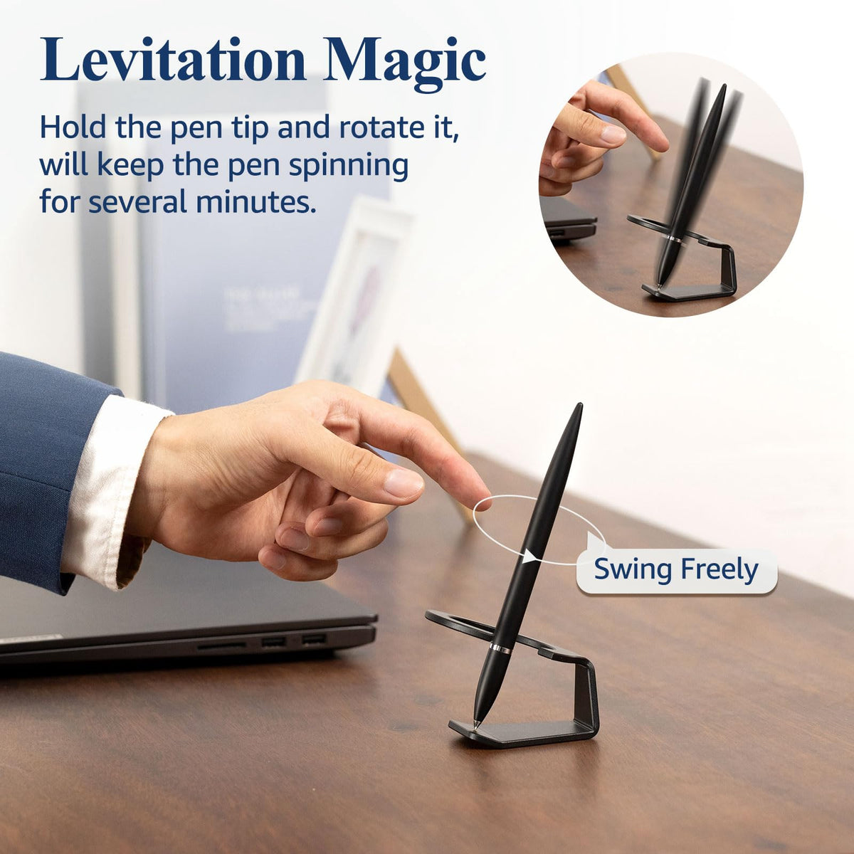 SUNTEREST Magnetic Levitation Gel Ink Pen, Metal Luxury Gifts for Men & Women, Futuristic Floating