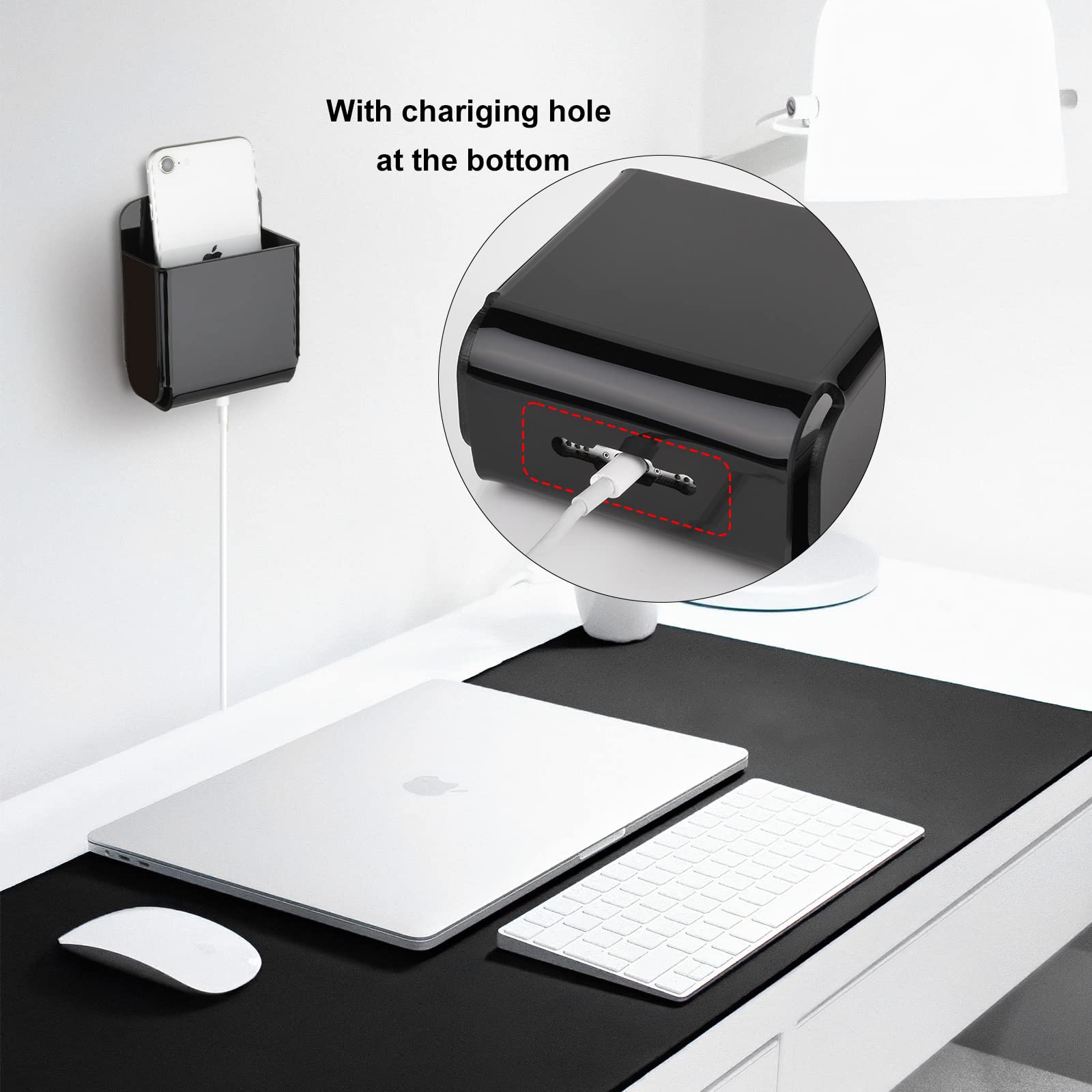 Cosmos Pack of 2 Acrylic Remote Control Holder Adhesive Wall Mount Phone Holder Wall Mount
