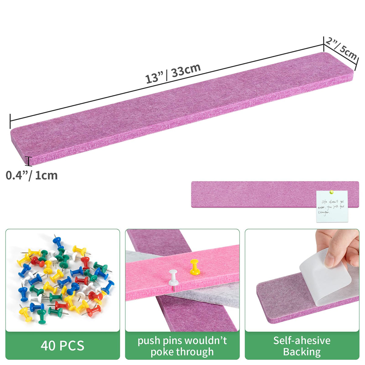 GoTiling Cork Board for Walls - 8 Pack Felt Pin Board Bar Strips - Self-Adhesive Lightweight