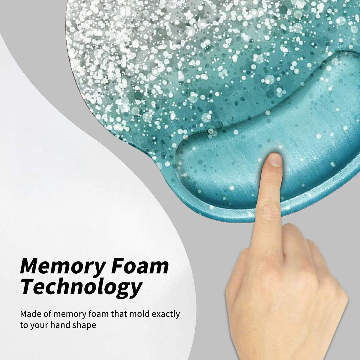 Ergonomic Mouse Pad with Wrist Support Gel, Glitter Blue Sparkle Gaming Mousepad with Wrist Rest