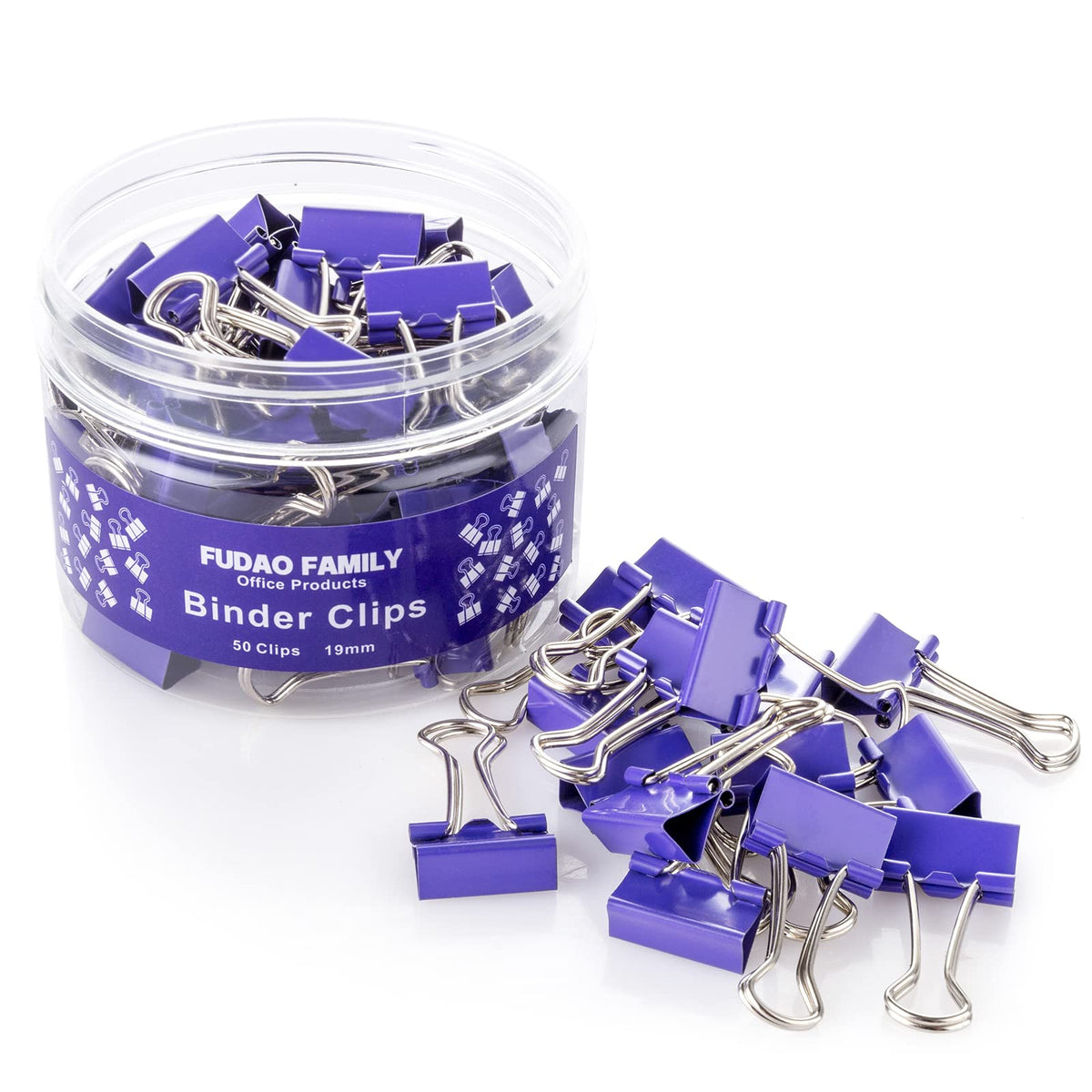 Small Purple Binder Clips, 3/4 Inch (19mm), 50 Pack Mini Clips