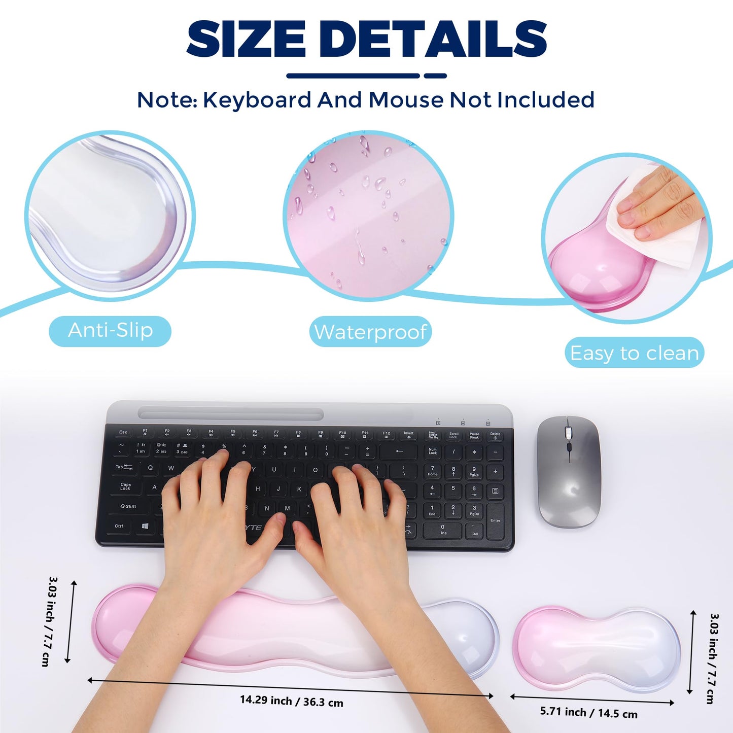 ABRONDA Gel Wrist Rest for Keyboard and Mouse, Wrist Rest for Keyboard, Mouse Wrist Support, Pain