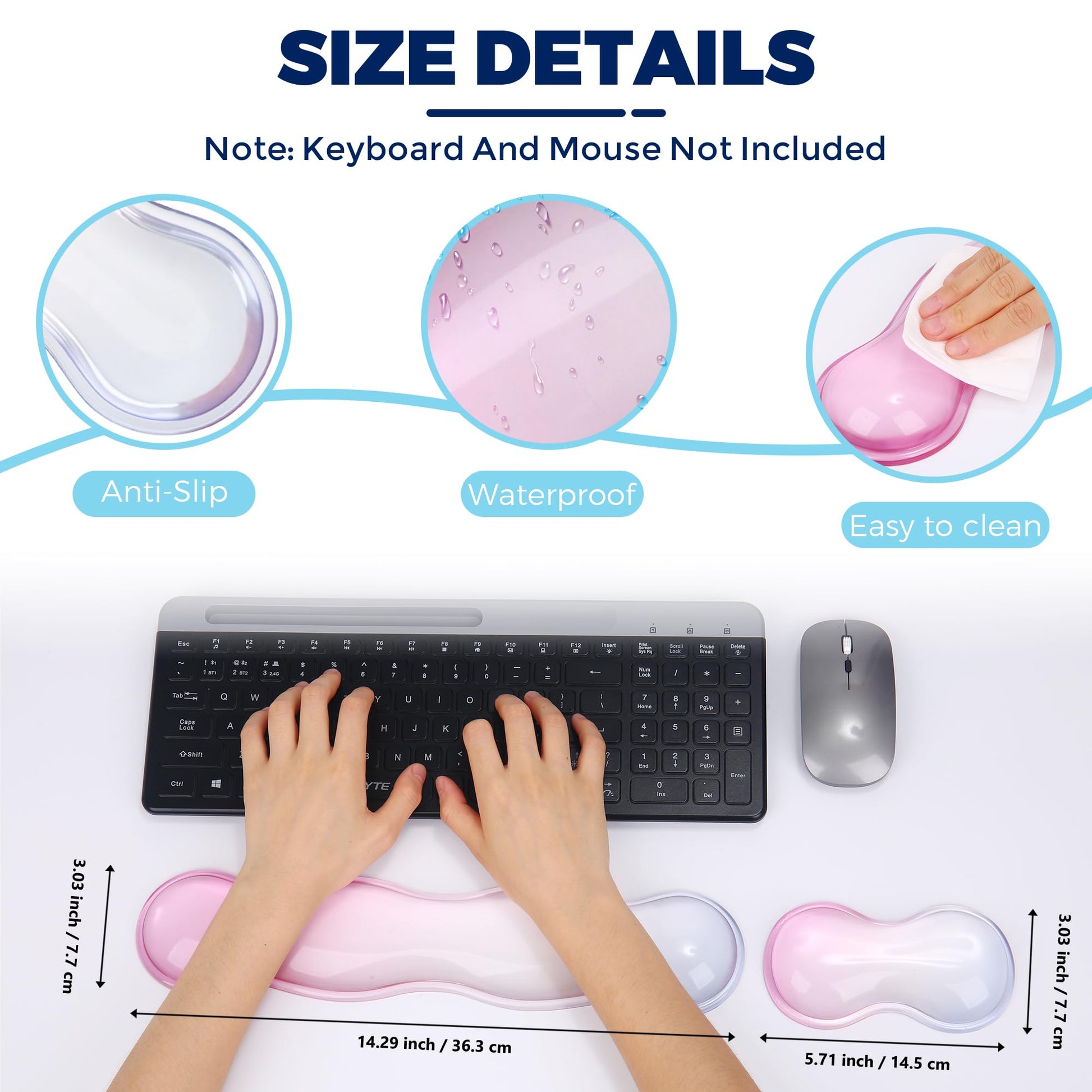 ABRONDA Gel Wrist Rest for Keyboard and Mouse, Wrist Rest for Keyboard, Mouse Wrist Support, Pain