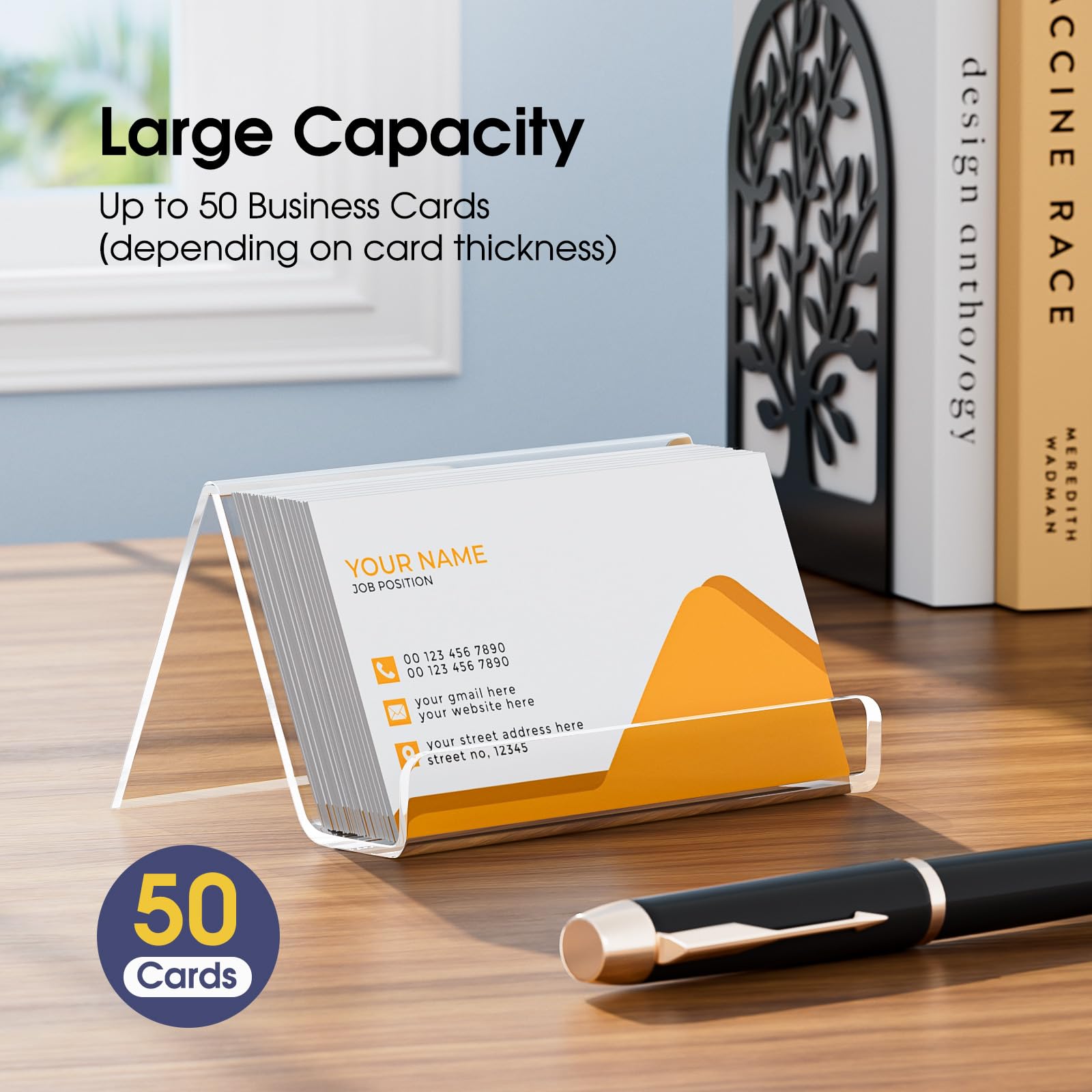 MaxGear Acrylic Business Card Holder for Desk 6 Pack
