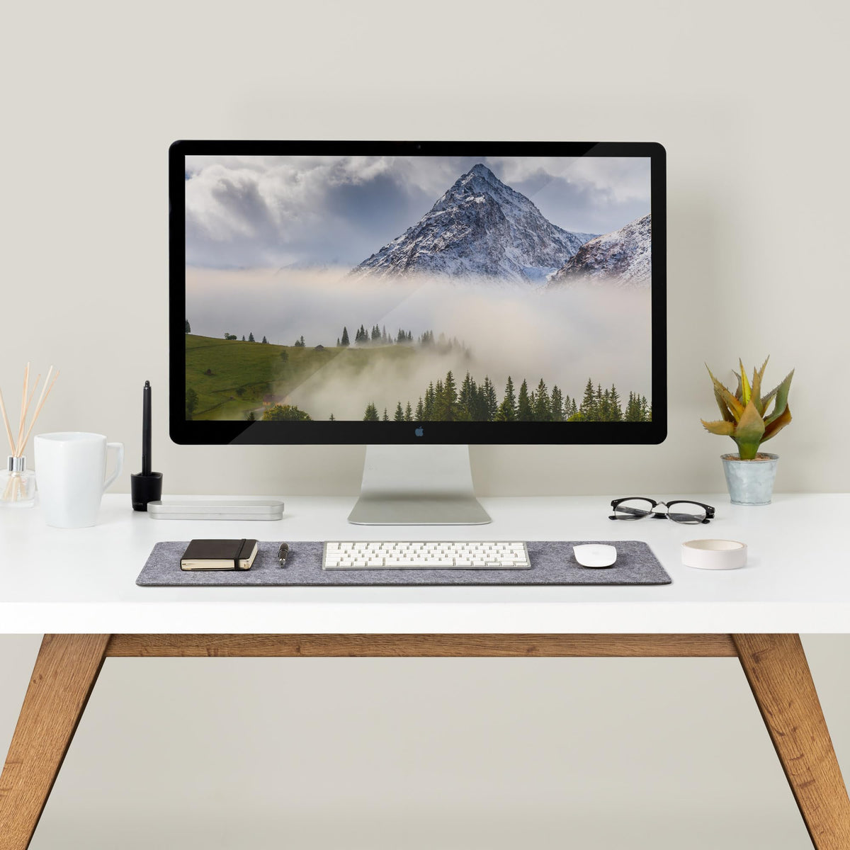 Wolvende Premium Felt Desk Mat | Small 12" x 27.5" | Multifunctional Desk Pad for Home Office | Mid
