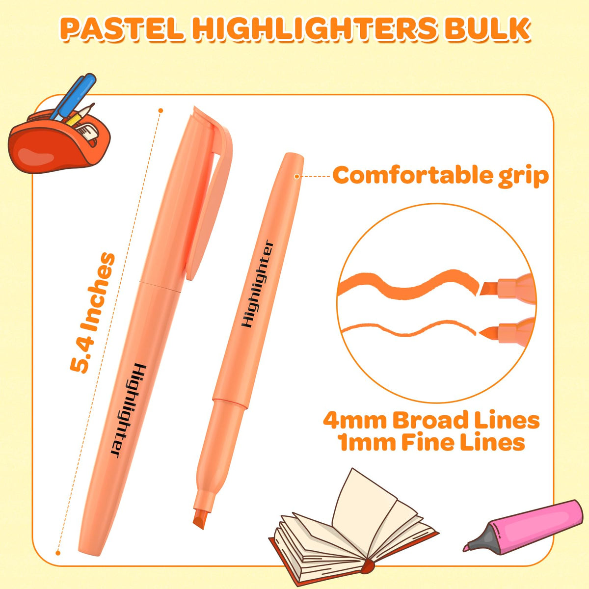 JSDOOGOO 150 Pack Pastel Highlighters Assorted Colors Bulk - Chisel Tip No Bleed Dry-Quickly