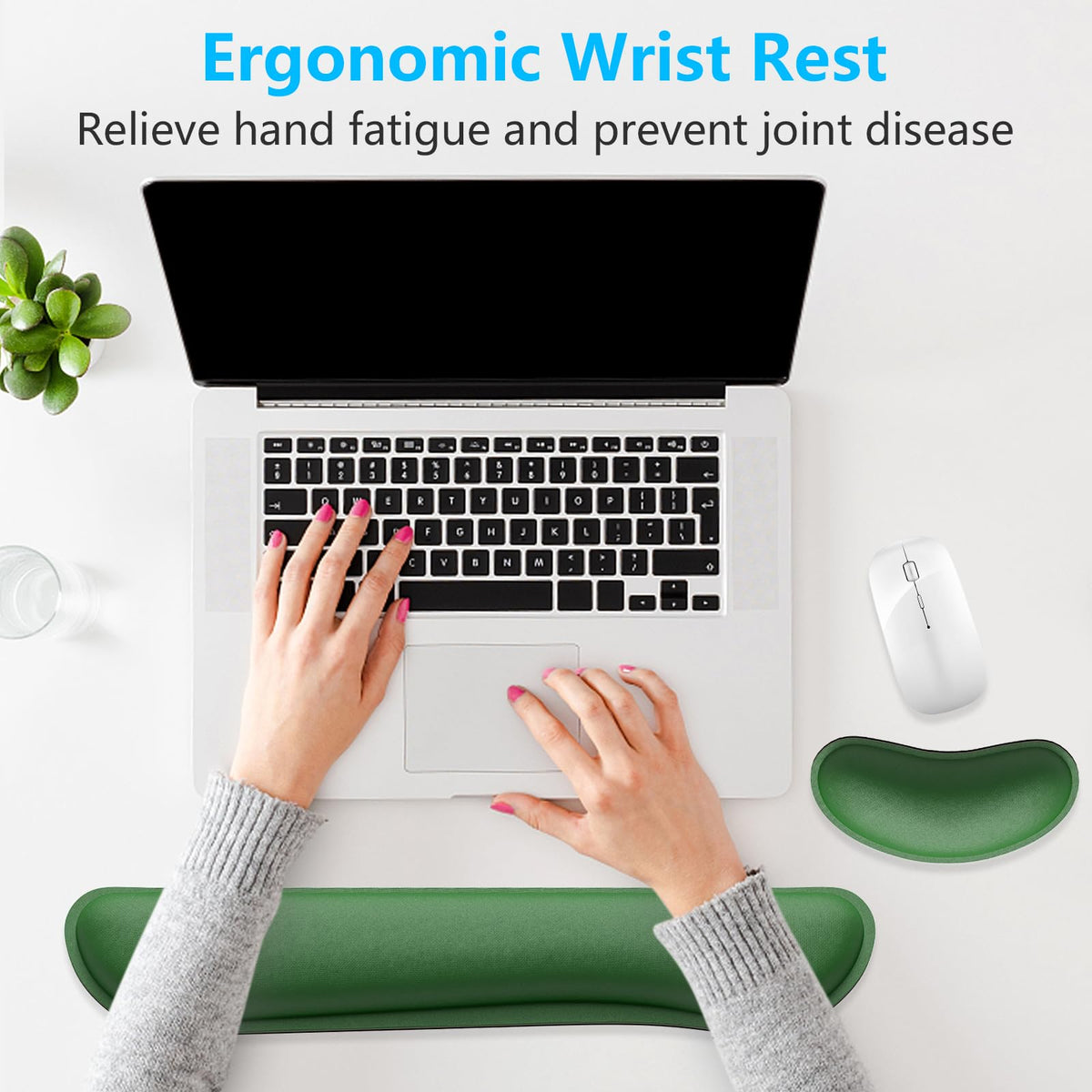 Dapesuom Enlarge Keyboard Wrist Rest, Memory Foam Wrist Cushion for Desk Mats Support, Cute Typing
