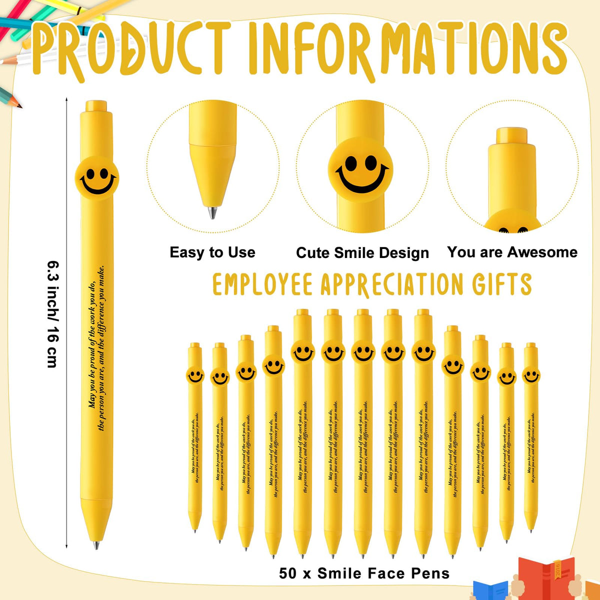 Fuutreo 50 Pcs Funny Pens Employee Appreciation Gifts, Proud