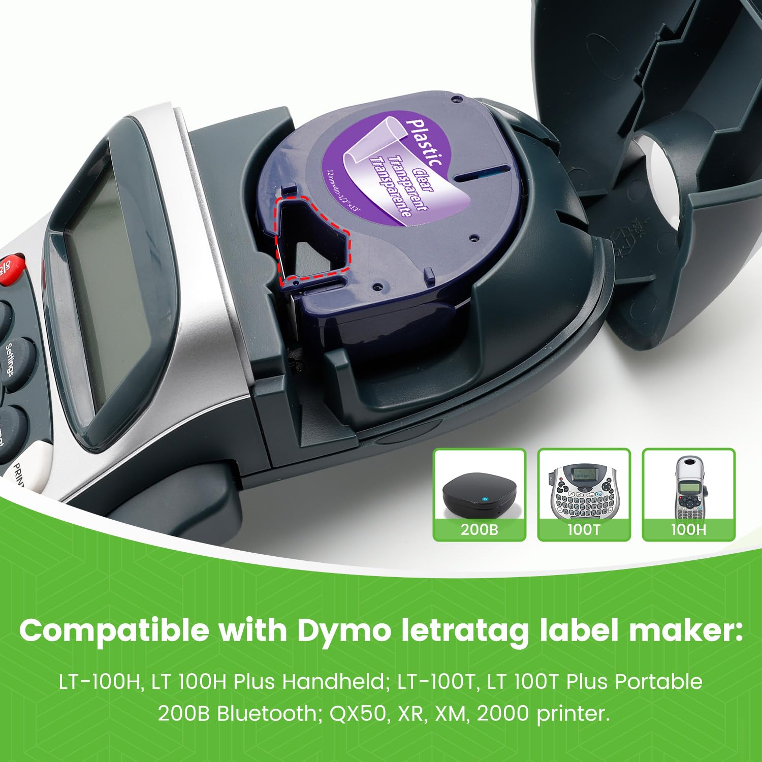 Compatible with DYMO LetraTag Clear Label Maker Tape Refills 16952 Plastic