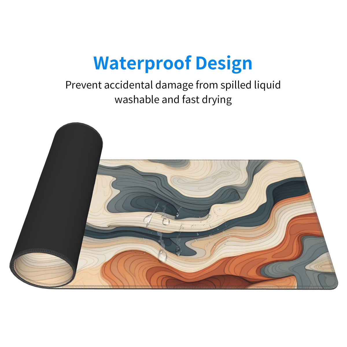Large Topographical Mouse Pad 31.5 x 12 Inch with Anti-Fray Stitching, Non-Slip Rubber Base, Ideal