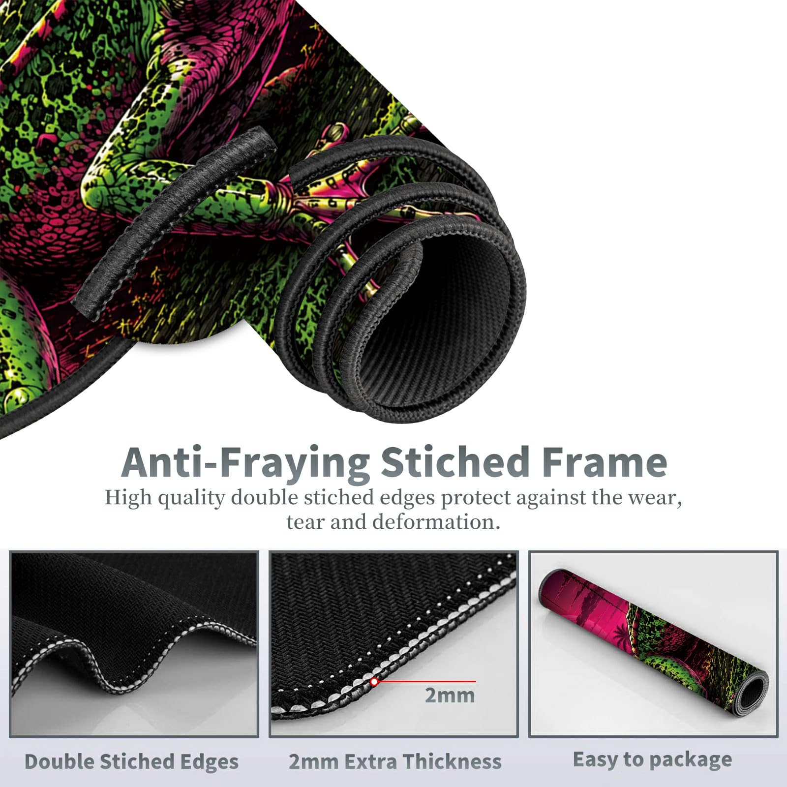 Neon Jungle Frog Large Mouse Pad, 31.5 x 11.8 in Extended Desk Mat