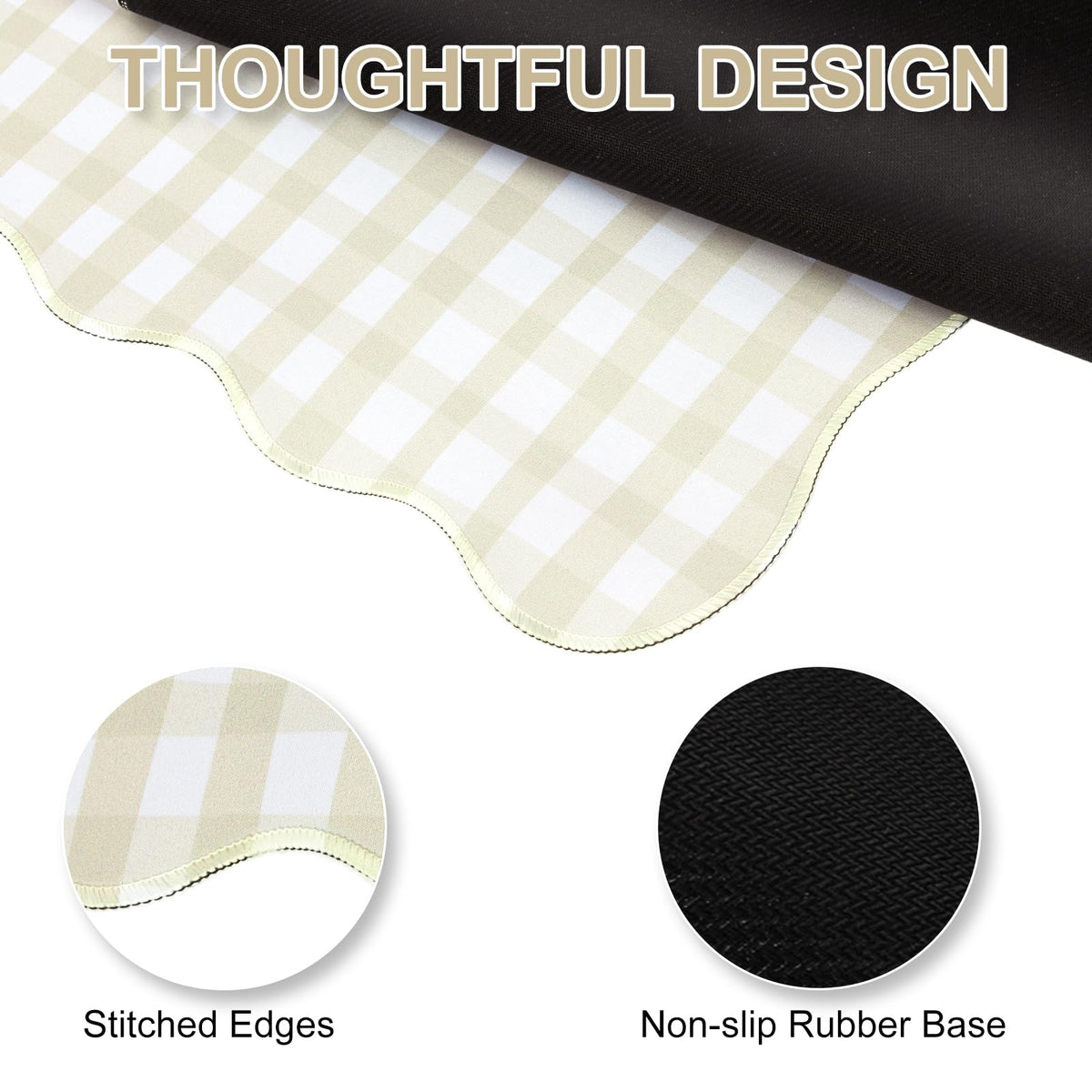 L-SPOUTTO Beige Striped Mouse Pad,Scalloped Desk Mat XXL Large Geometric Gaming