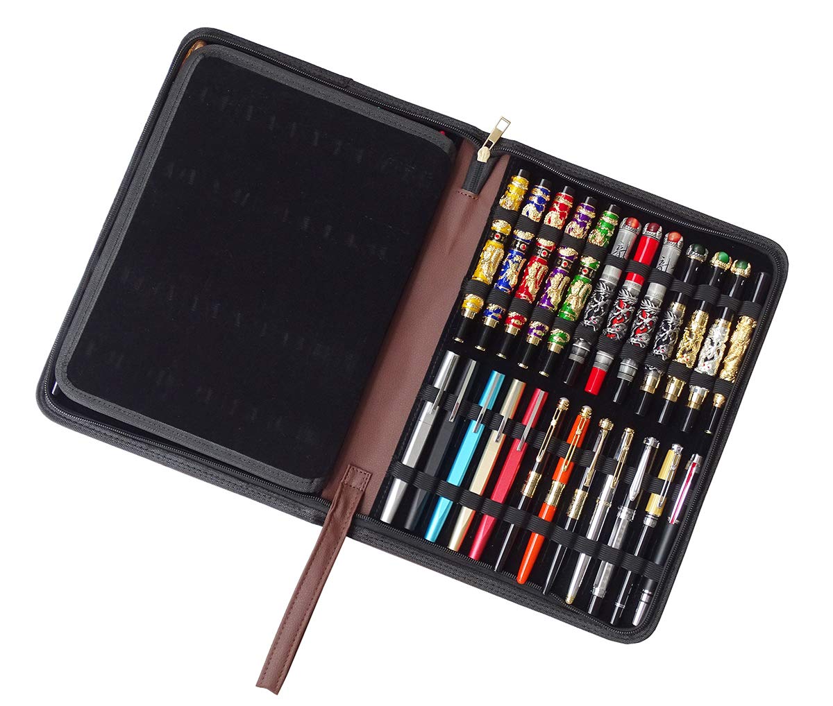 erofa 48 Fountain Pen Case, Rollerball Pen Holder PU Leather Bag Pouch Large Capacity for Your