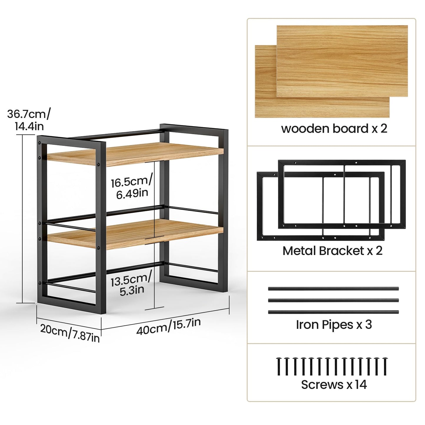 ART-GIFTREE Office Desk Shelf Organizer, Wood Desktop Bookshelf Supplies Storage Rack, Shelf for