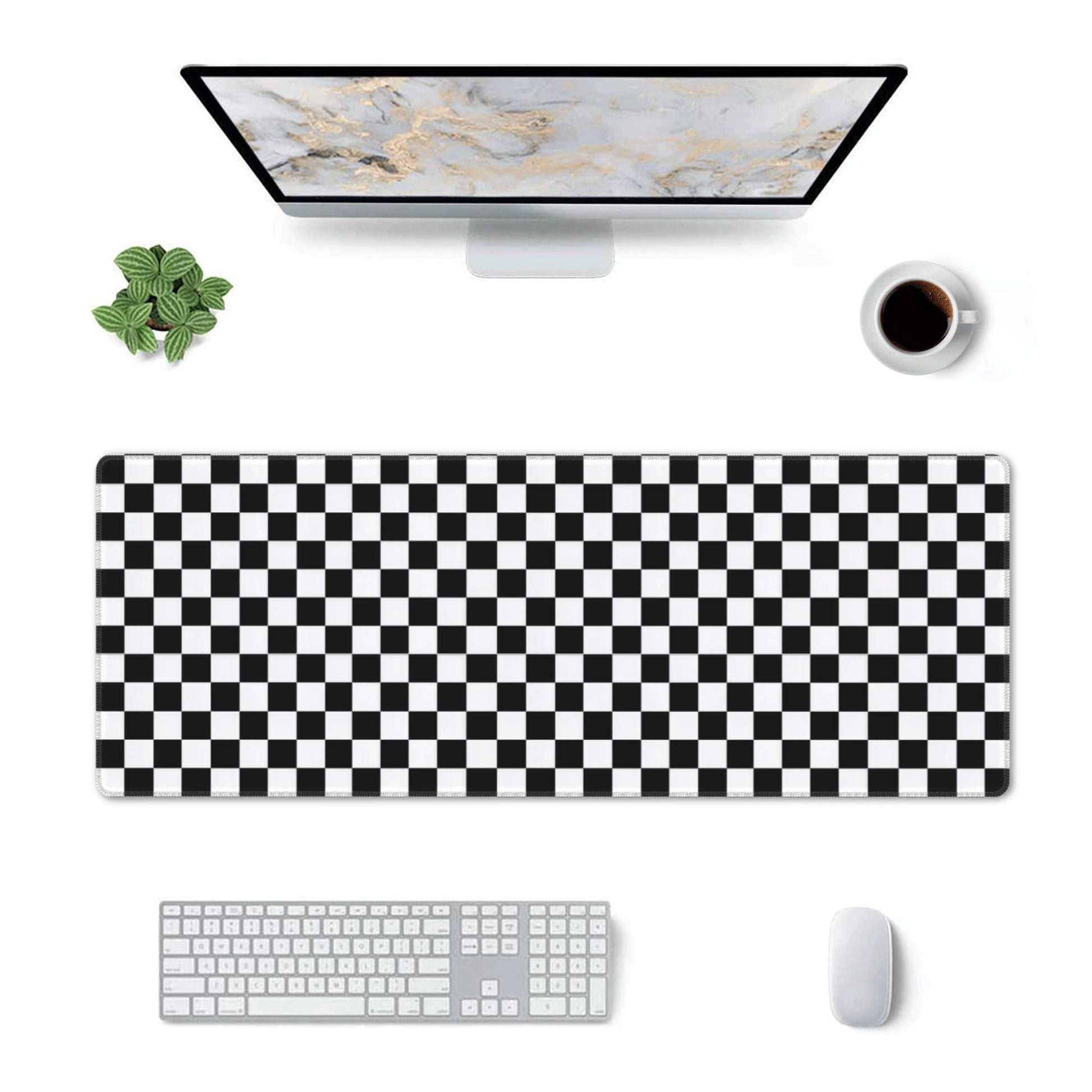 Black and Wite Checkerboard Mouse Pad Extended Large Gaming Mouse Pad XL Stitched Edges for Gamer