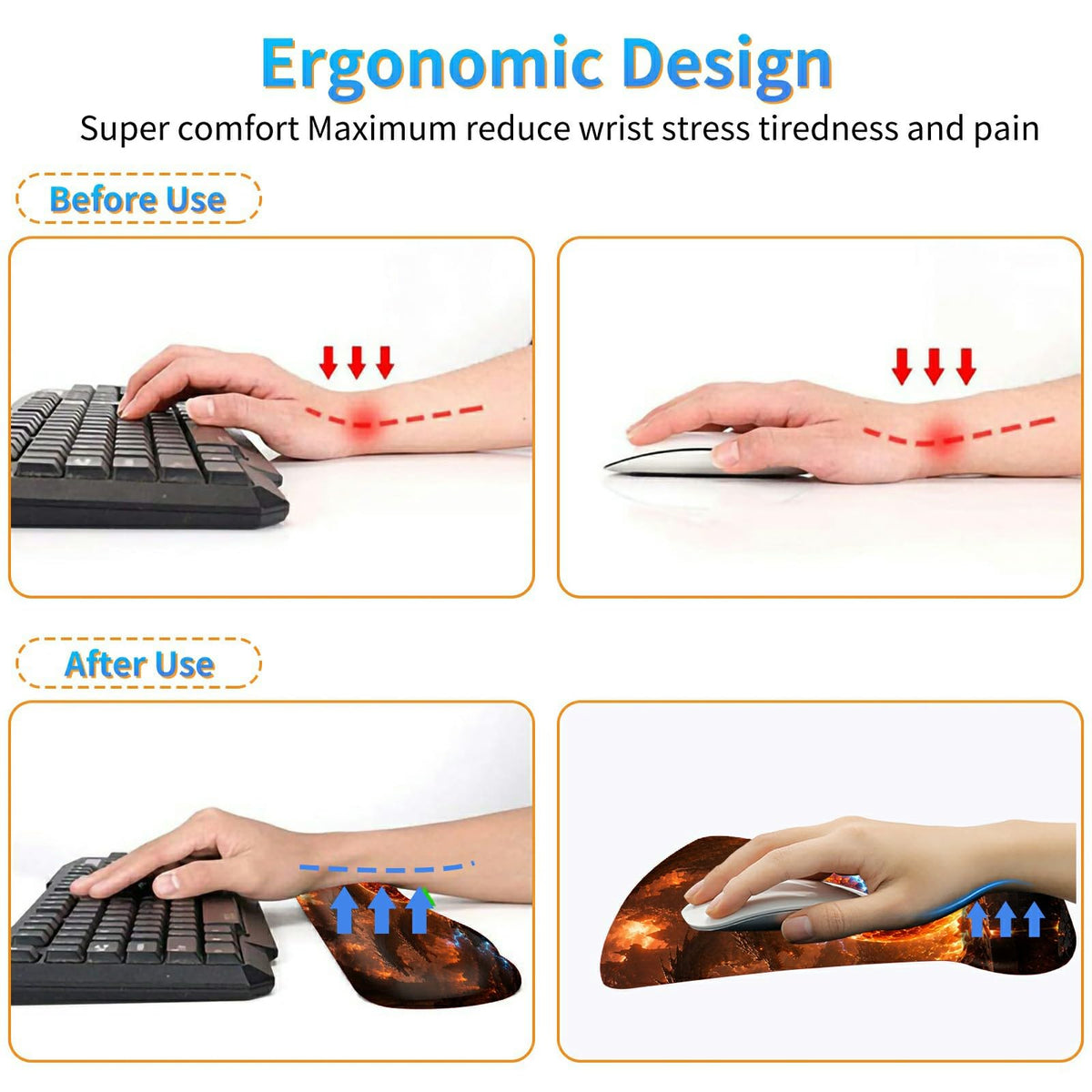 3-in-1 Ergonomic Memory Foam Keyboard Wrist Rest Pad Set, Dragon Egg