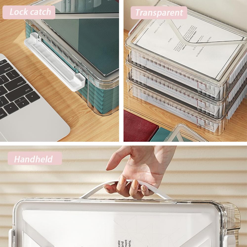 RHONZHAO Clear Storage Box with Latch, 2 Pack, Stackable