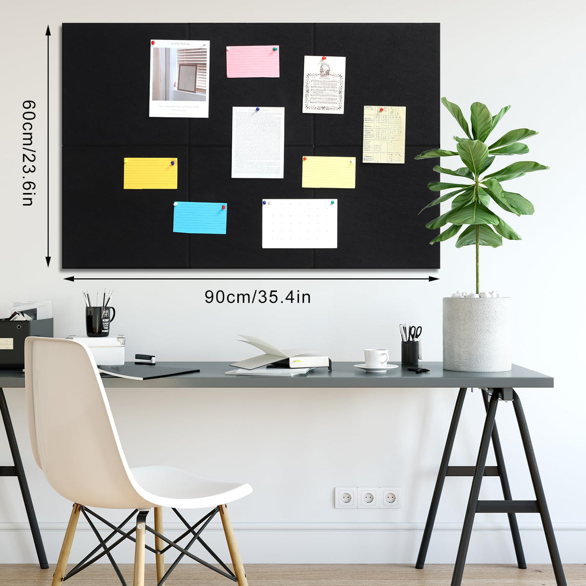 Large Cork Board 36" x 24", 6 Pack Felt Bulletin Board, Pin Boards