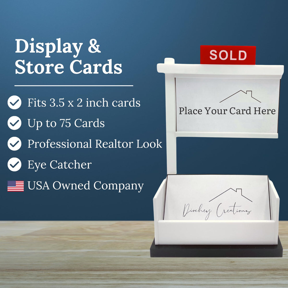 Diochey Creations Real Estate Business Card Holder For Realtor Gifts | Real Estate Agent Supplies