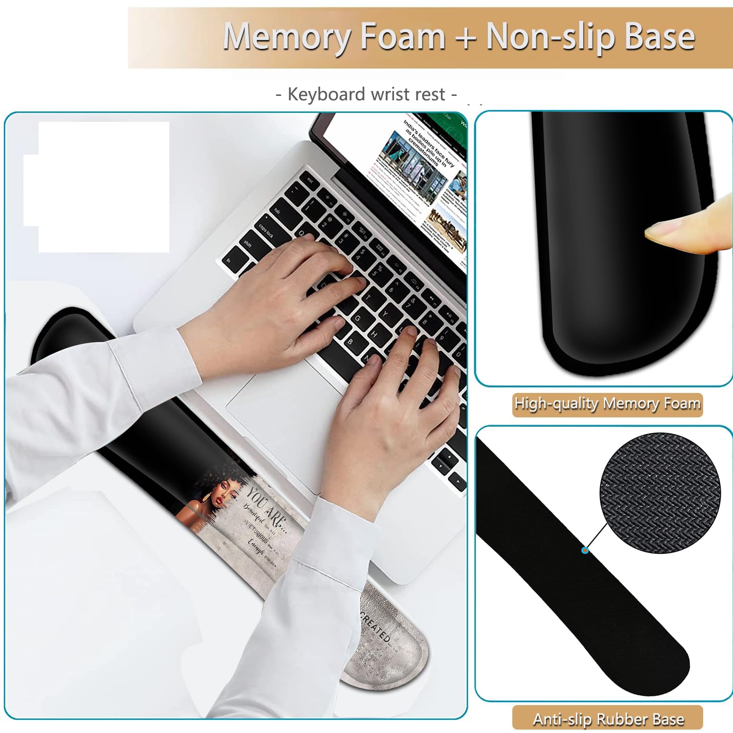 Keyboard Wrist Rest and Mouse Pad Wrist Support Set, Ergonomic Gel Mouse Pad Wrist Rest with