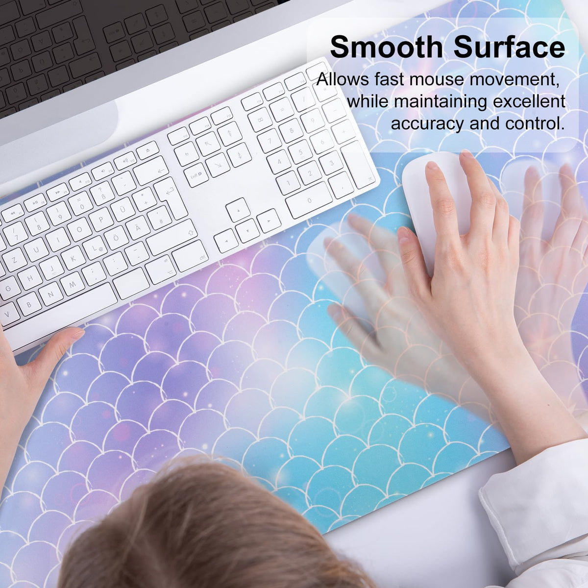 QiyI PU Leather Large Mouse Pad, 31.5" x 15.7", Gradient Fish Scales