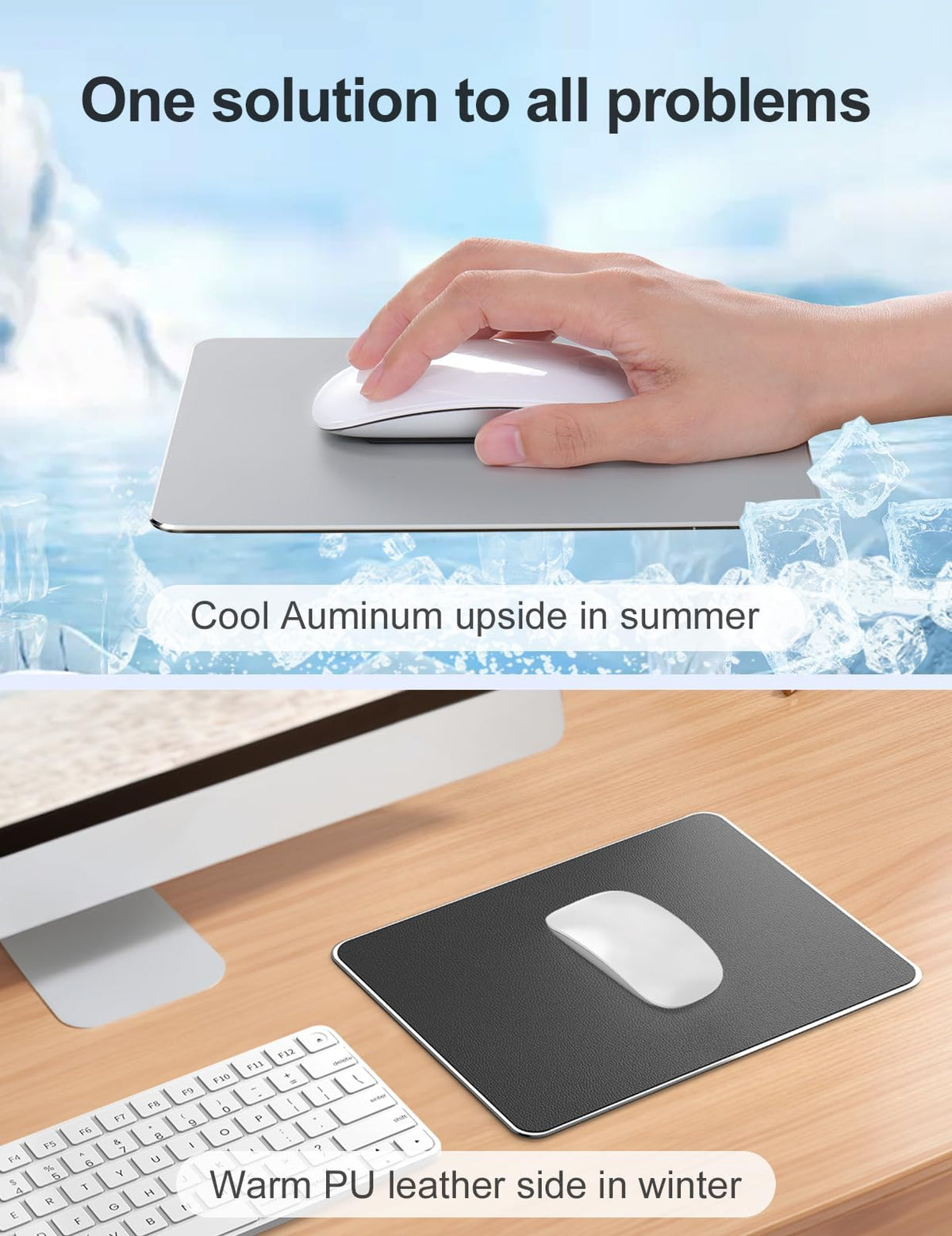 Vaydeer Hard Metal Aluminum Mouse Pad Clear Modern Smooth Magic Ultra Thin Double Side Design Mouse
