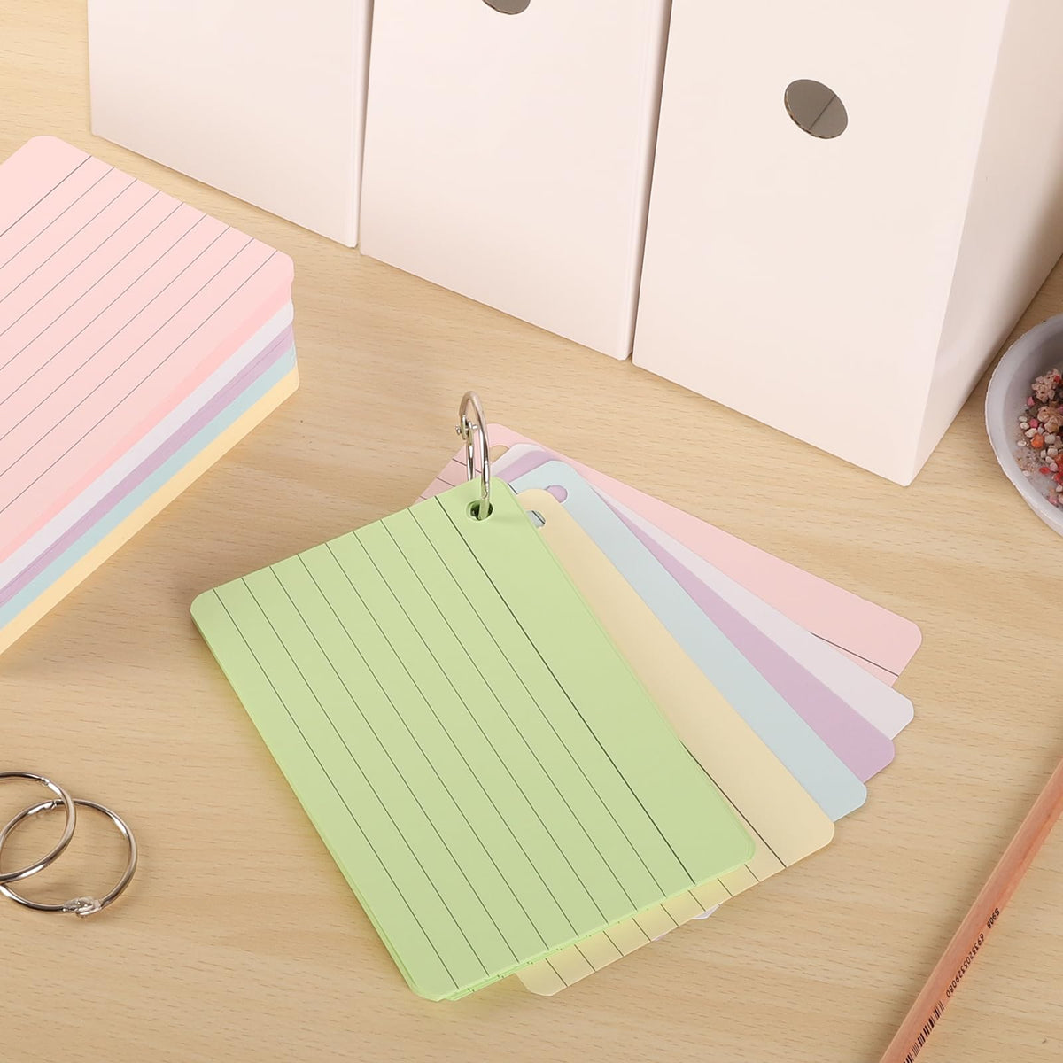 zmybcpack 12 Pack 720 Pcs 4x6 Inch Lined Index Card, Flash Cards with Rings