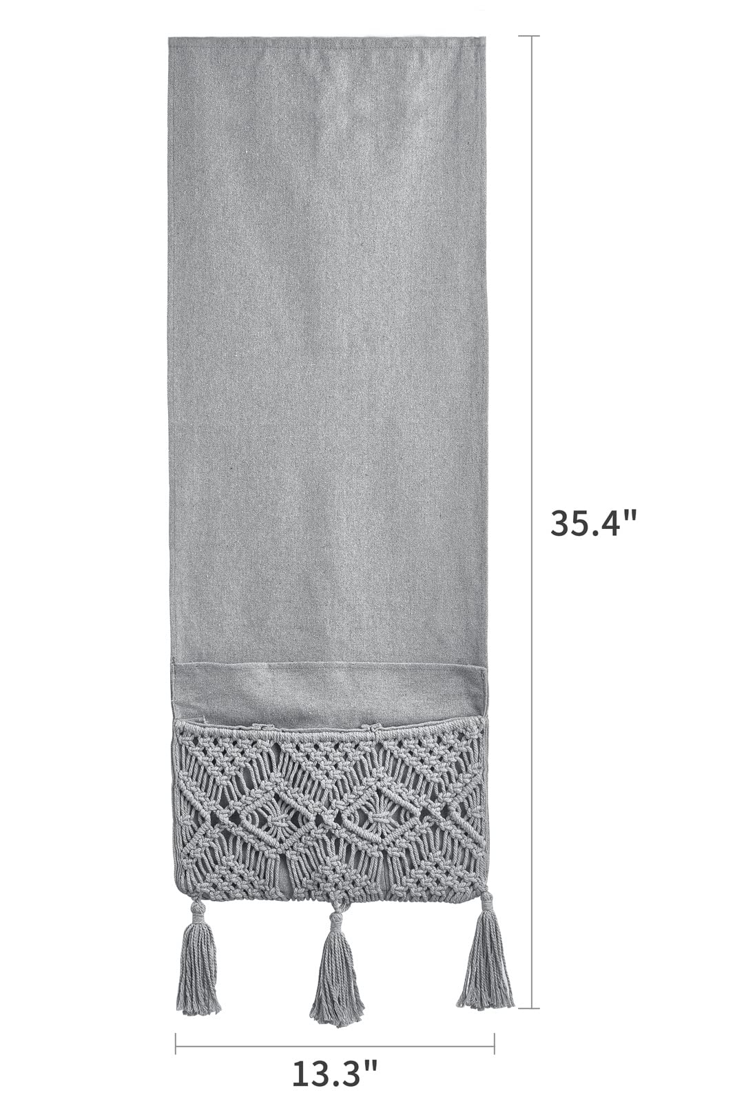 Mkono Macrame Armchair Caddy, Boho Couch Armrest Organizer, 4 Pockets Grey